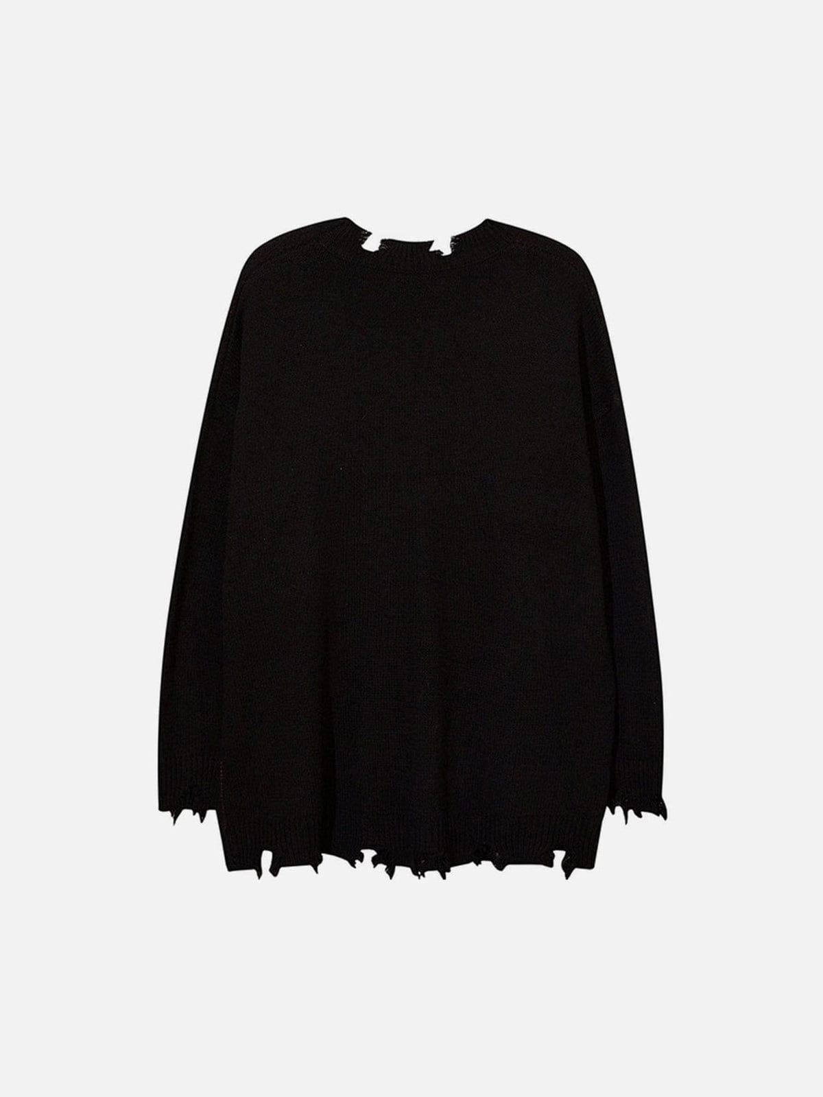 Concert Outfit Irregular Ripped Skeleton Zipper Chain Knit Sweater