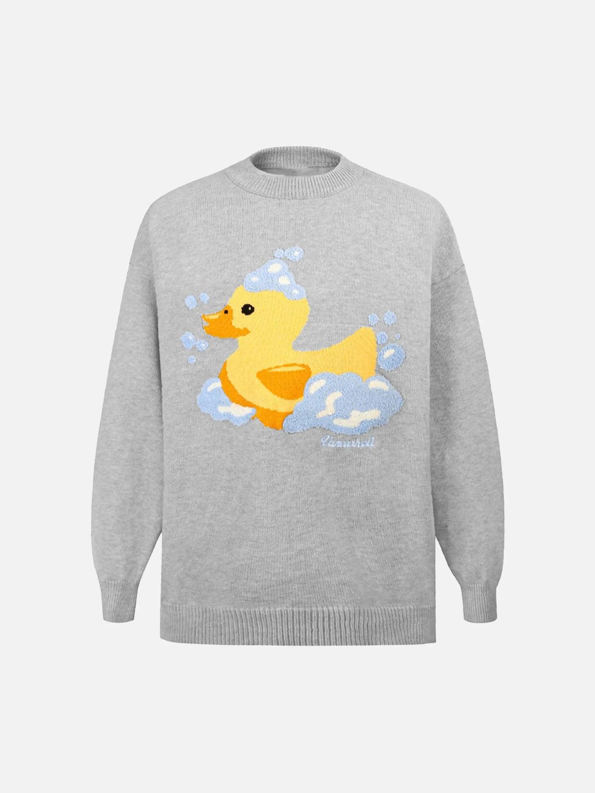 Concert Outfit Jacquard Bathing Duck Crewneck Sweater