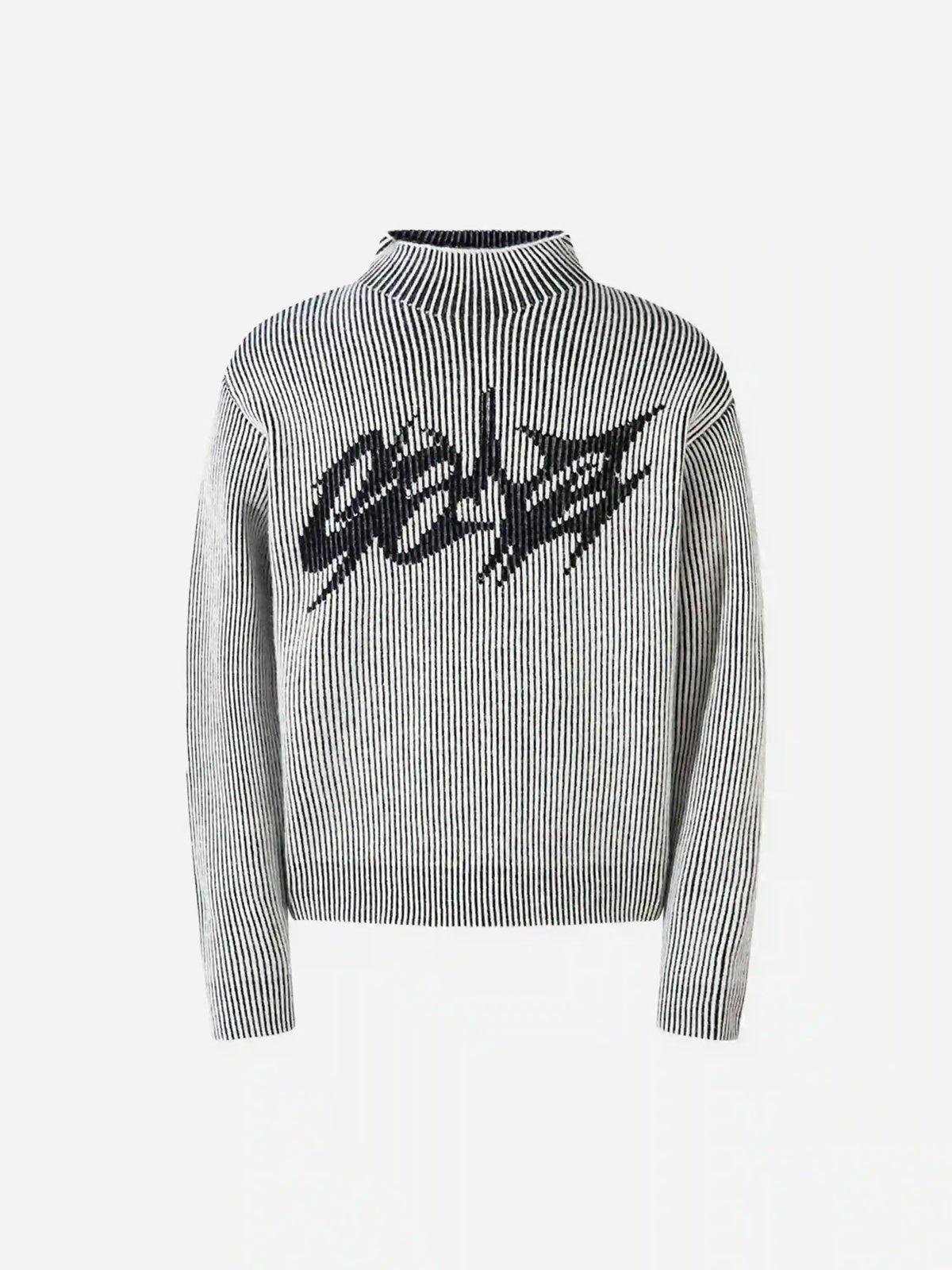 Concert Outfit Jacquard Half Turtleneck Knitted Sweater