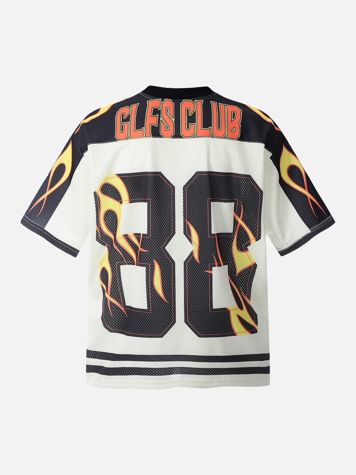 Concert Outfit Jersey Style Flame Print T-Shirt