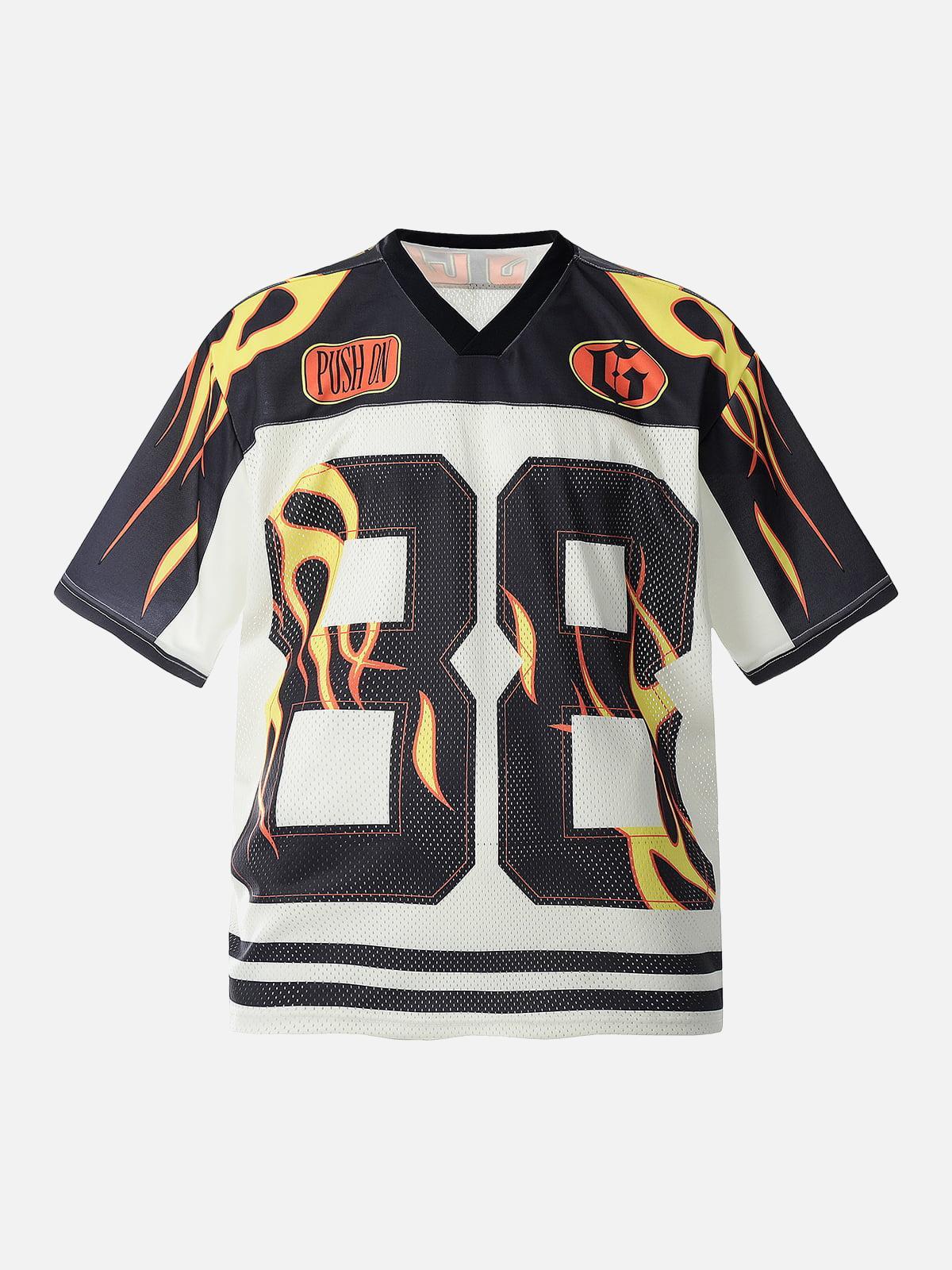 Concert Outfit Jersey Style Flame Print T-Shirt