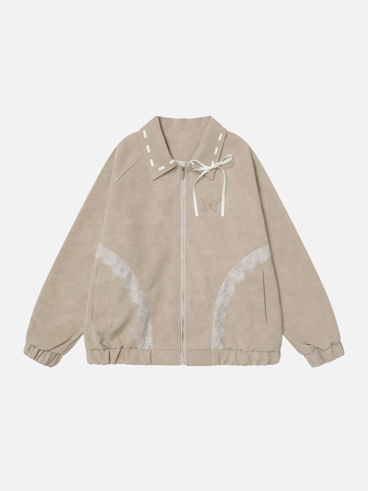 Concert Outfit Lace Patchwork Faux Leather Jacket