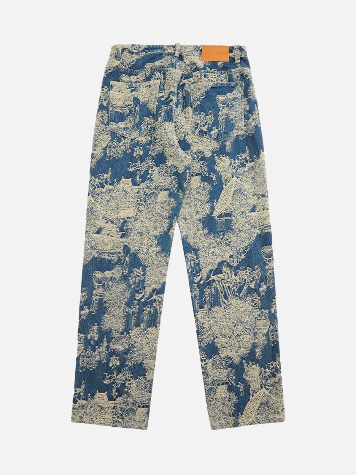 Concert Outfit Landscape Jacquard Straight Jeans