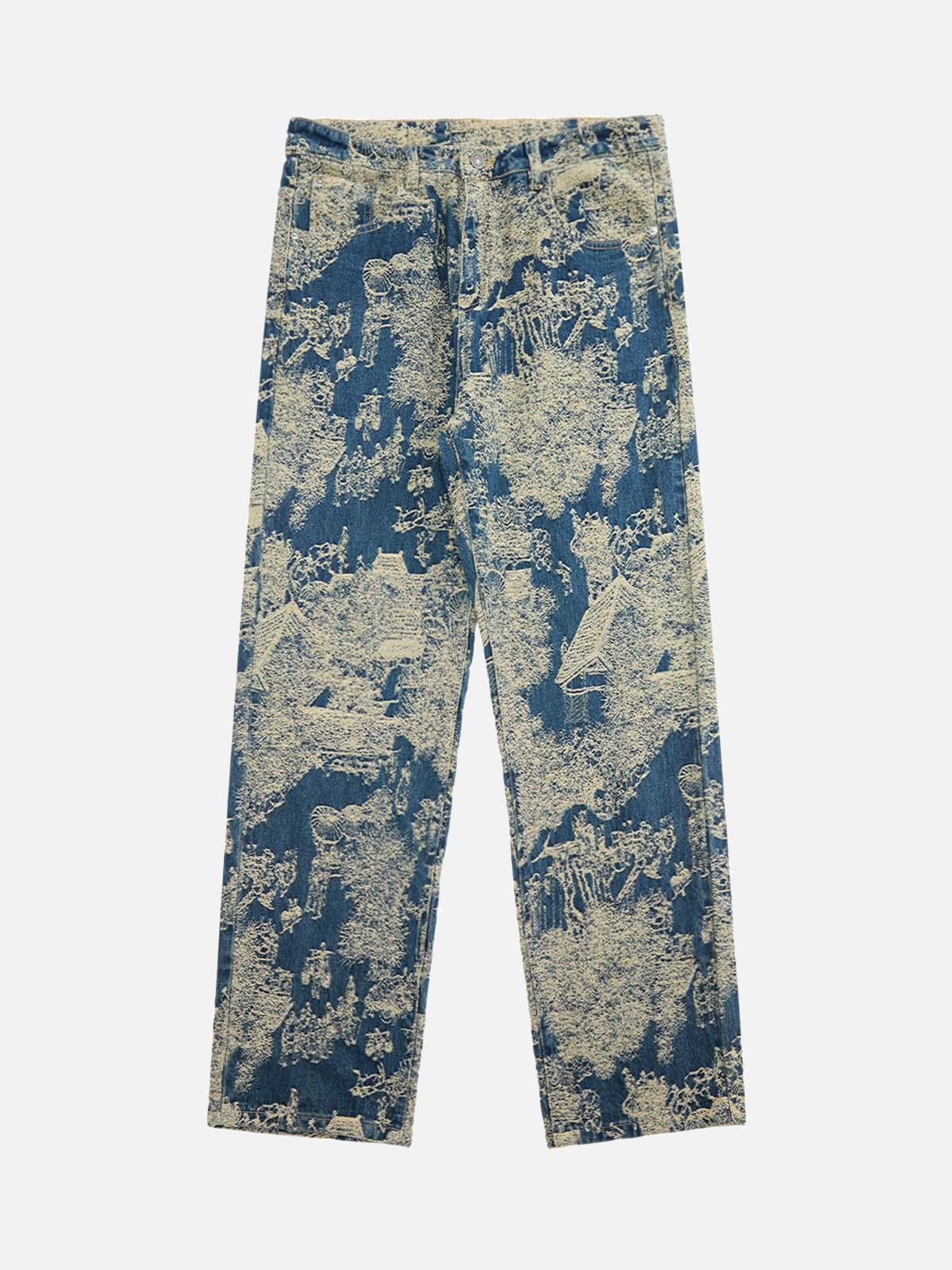 Concert Outfit Landscape Jacquard Straight Jeans
