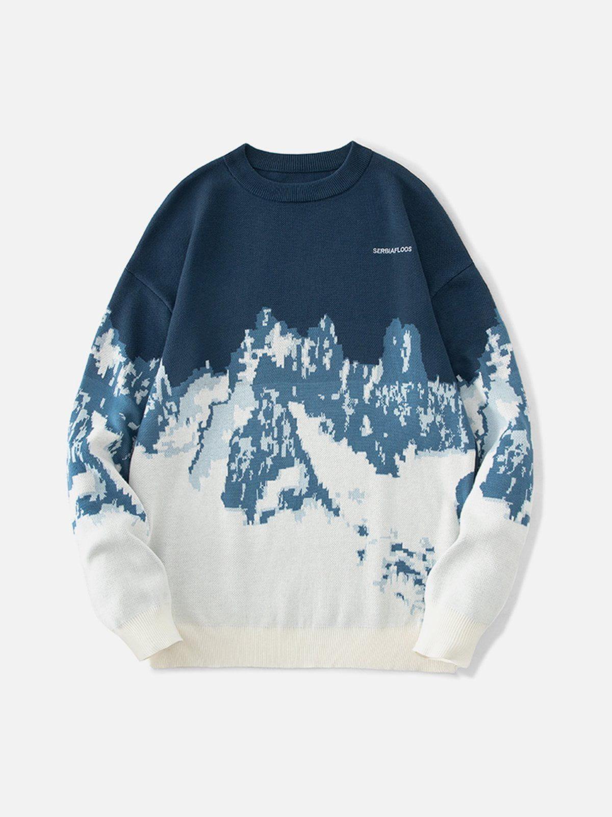 Concert Outfit Landscape Snow Mountain Jacquard Sweater