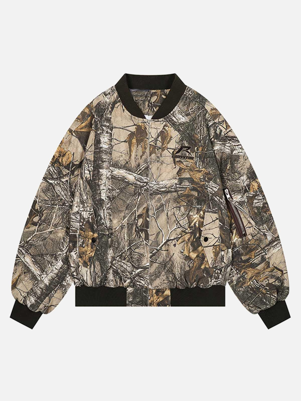 Concert Outfit Leaf Camouflage Baseball Bomber Jacket