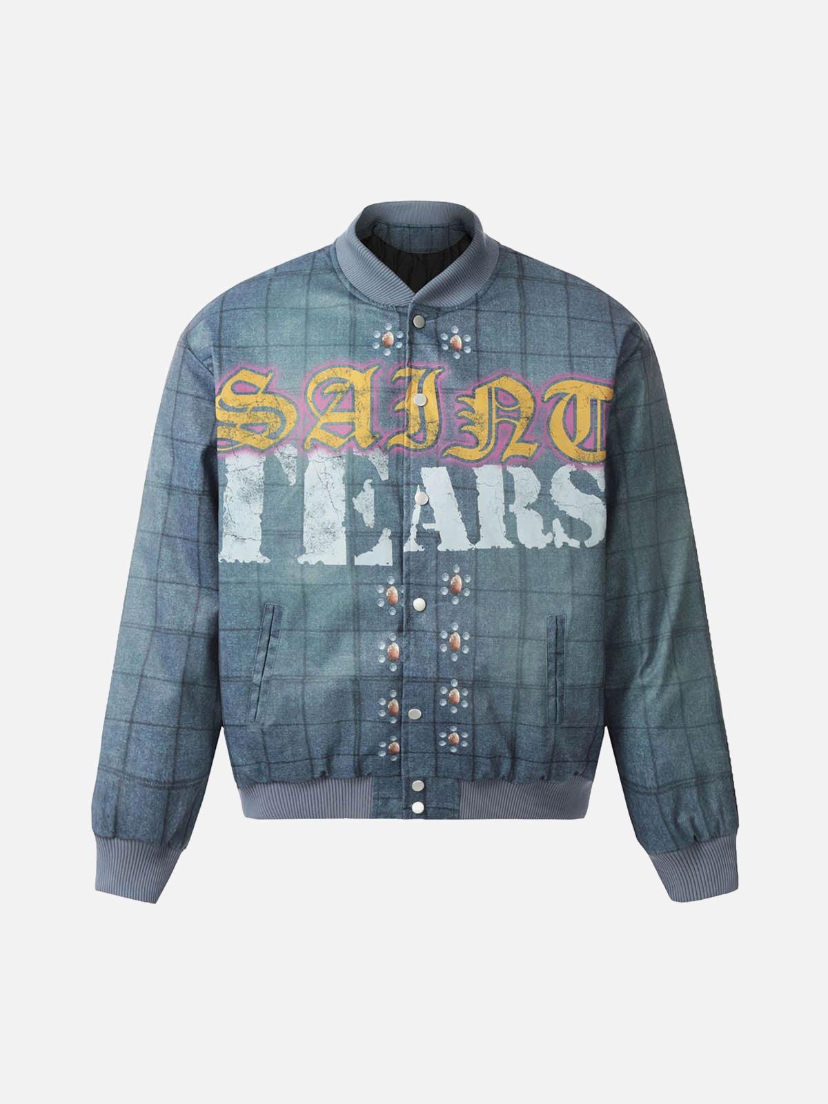 Concert Outfit Letter Print Quilted Bomber Jacket