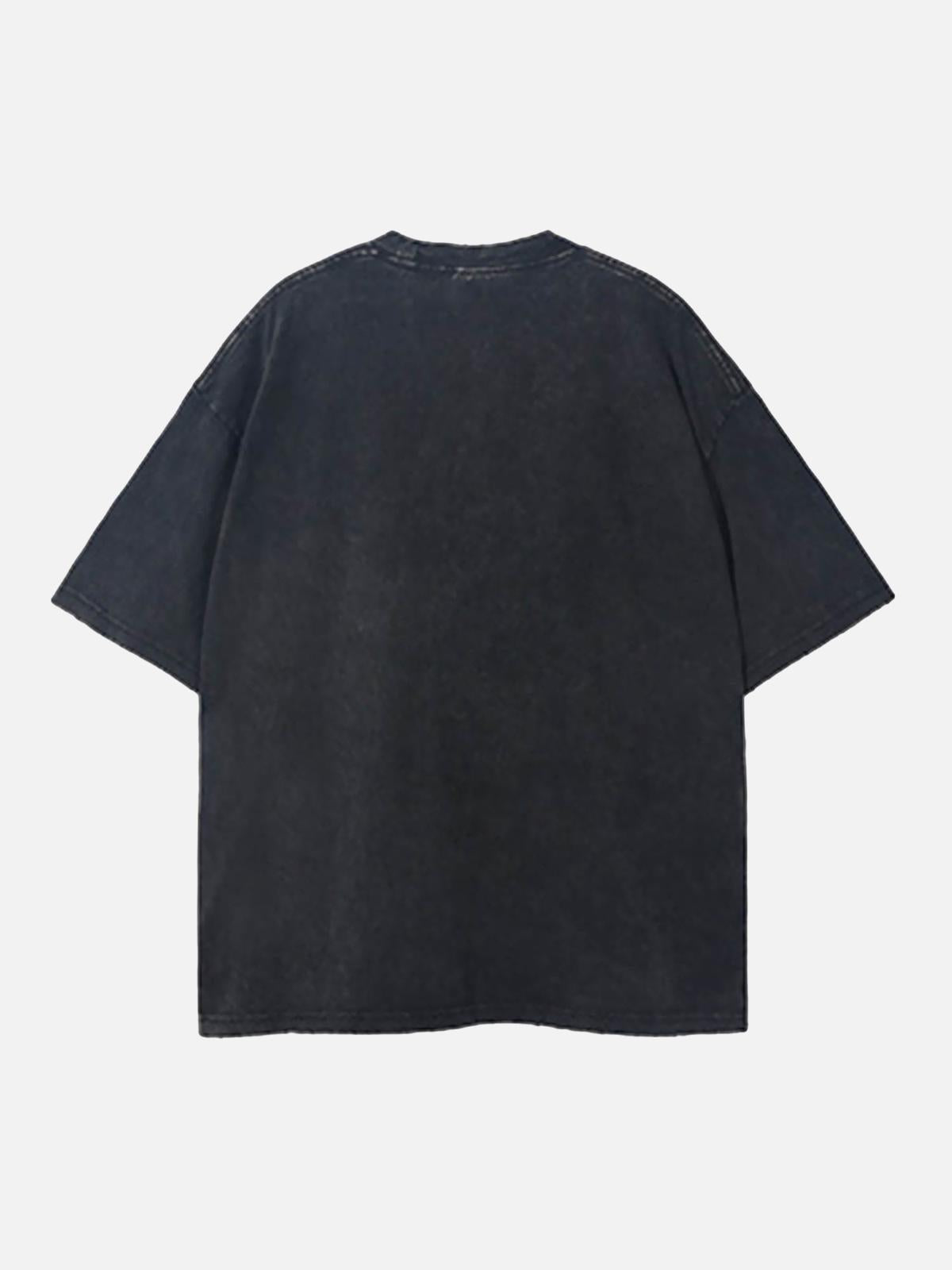 Concert Outfit Loose Retro Ribbed Print Washed T-Shirt