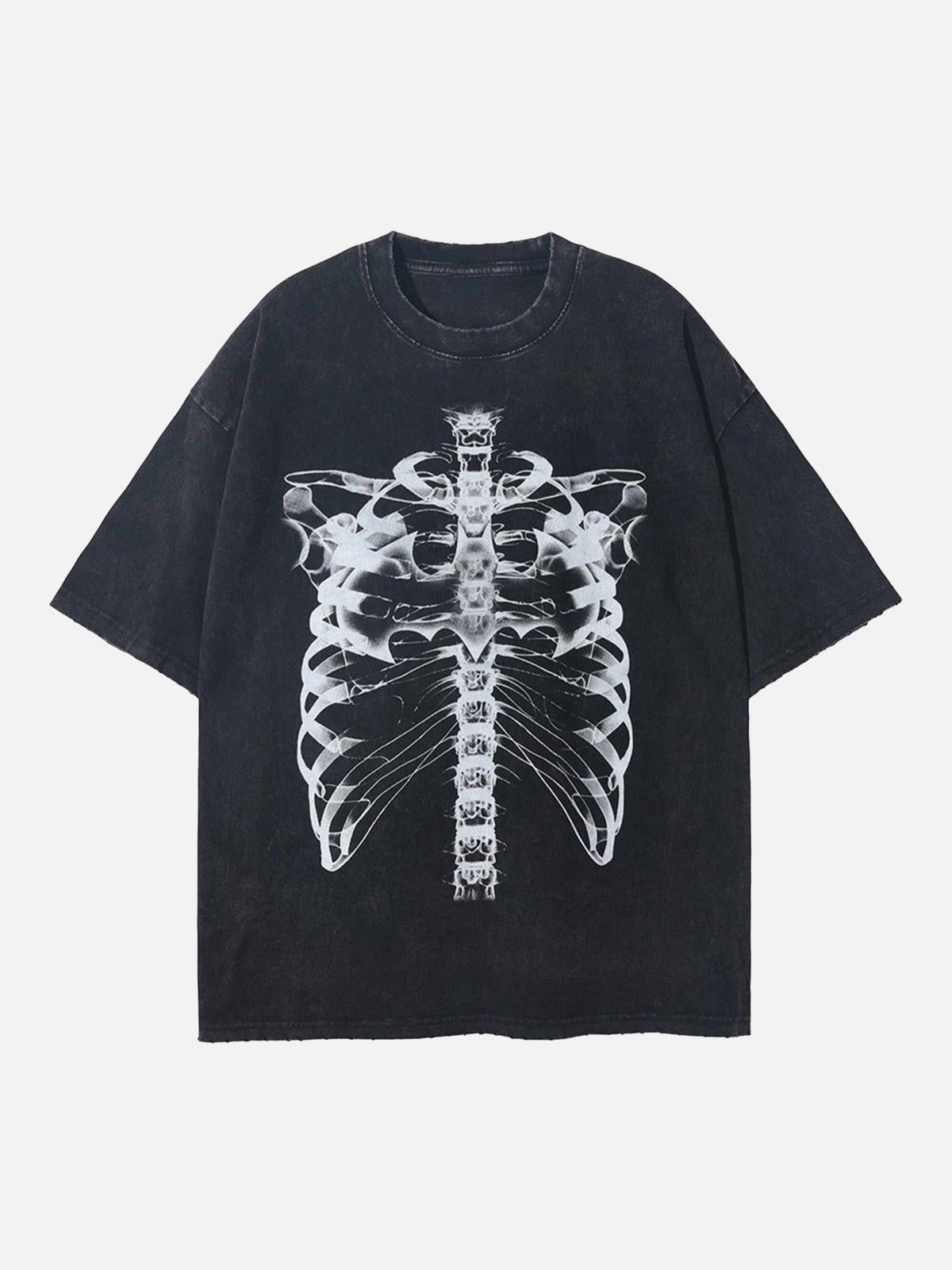 Concert Outfit Loose Retro Ribbed Print Washed T-Shirt