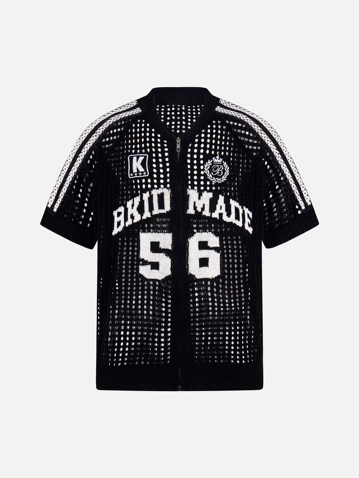 Concert Outfit Mesh Zip-Up Sports Jersey Short Sleeve Shirt