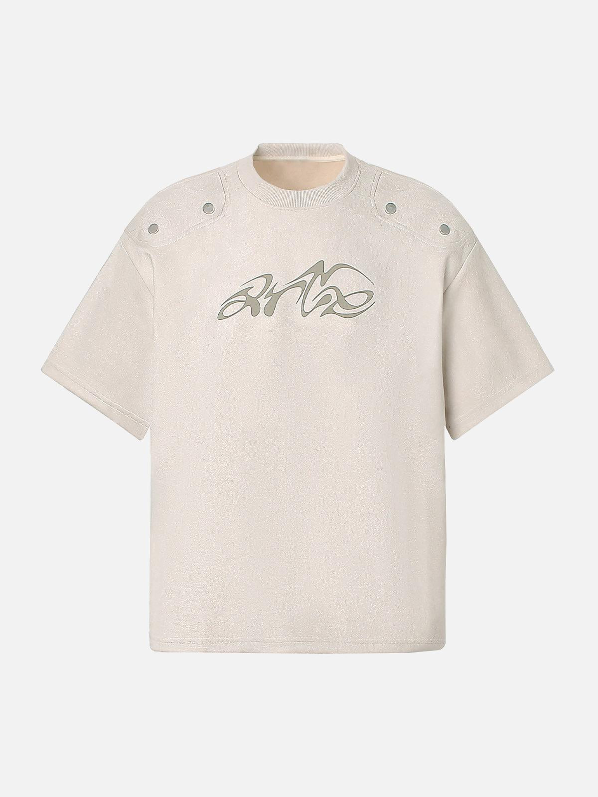 Concert Outfit Metallic Print Suede Crew Neck T-Shirt