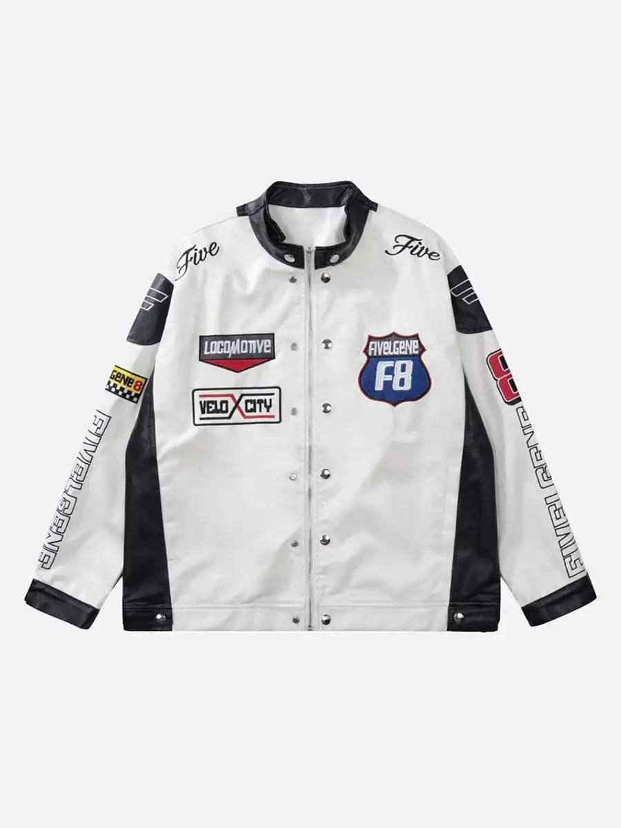 Concert Outfit Motorcycle PU Leather Stitching Racing Jacket