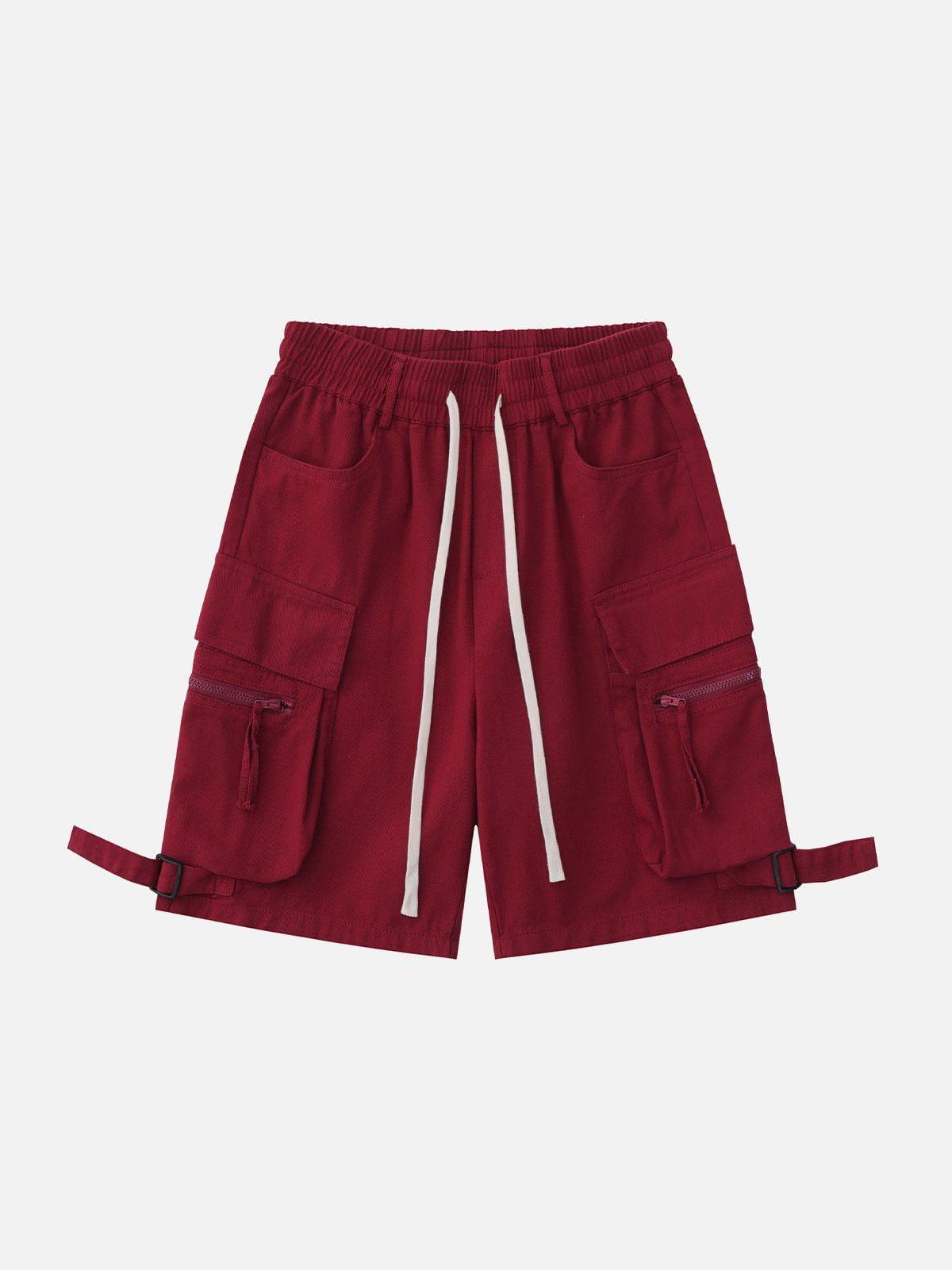 Concert Outfit Multi-Pocket Cargo Solid Drawstring Shorts