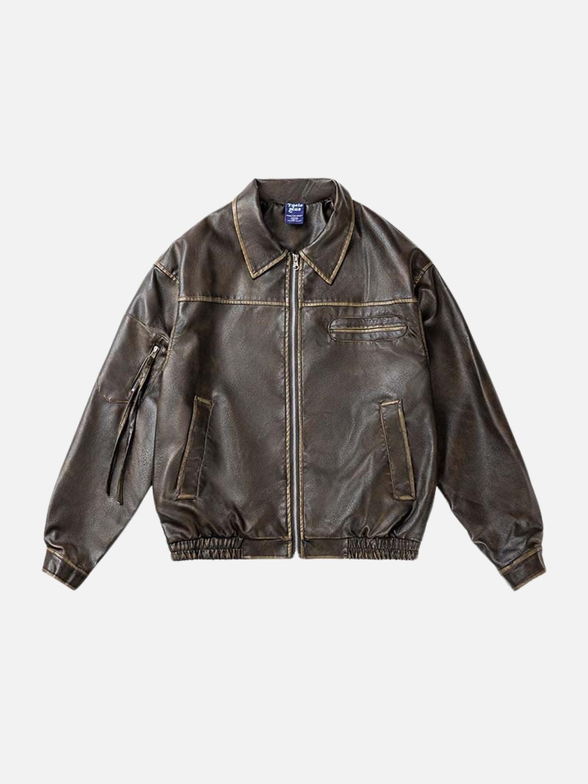 Concert Outfit Multi Pocket Faux Leather Cropped Jacket