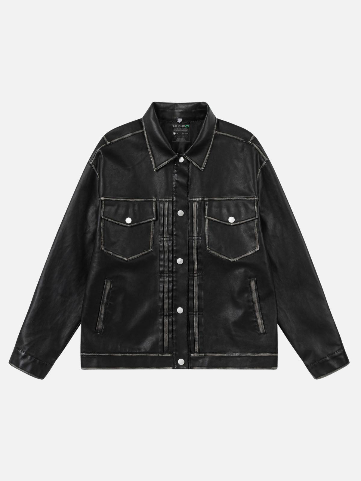 Concert Outfit Multi Pocket Faux Leather Jacket