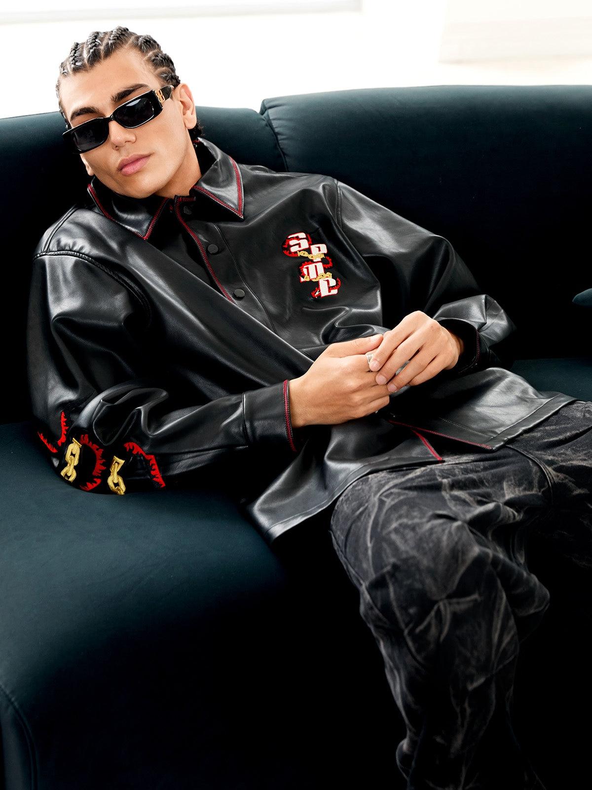 Concert Outfit Original Embroidered Leather Shirt