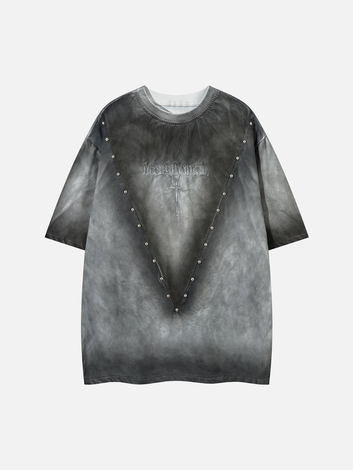 Concert Outfit Oversized Cross and Studed T-Shirt