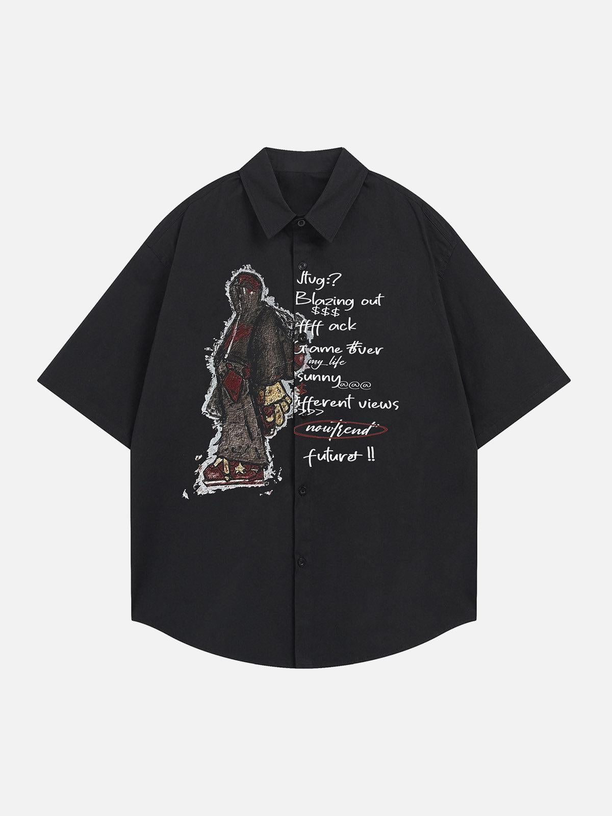 Concert Outfit Oversized Graphic Cartoon Letter Print Short-Sleeve Shirt