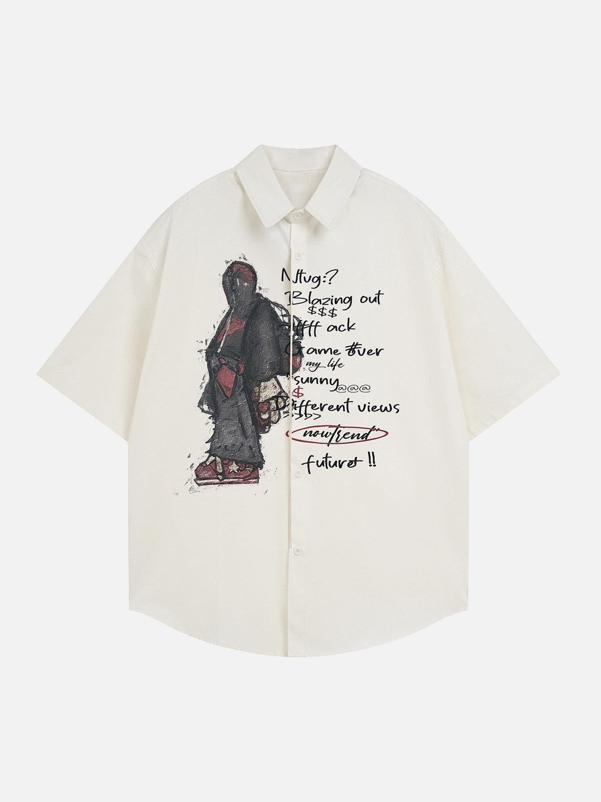 Concert Outfit Oversized Graphic Cartoon Letter Print Short-Sleeve Shirt