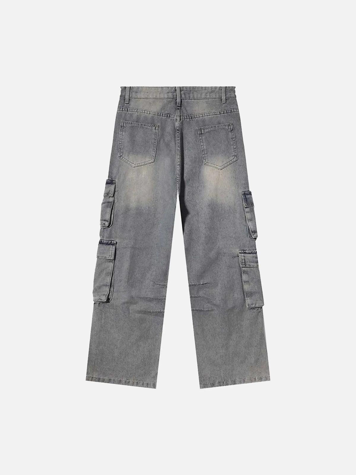 Concert Outfit Painted Washed Multi-Pocket Cargo Jeans