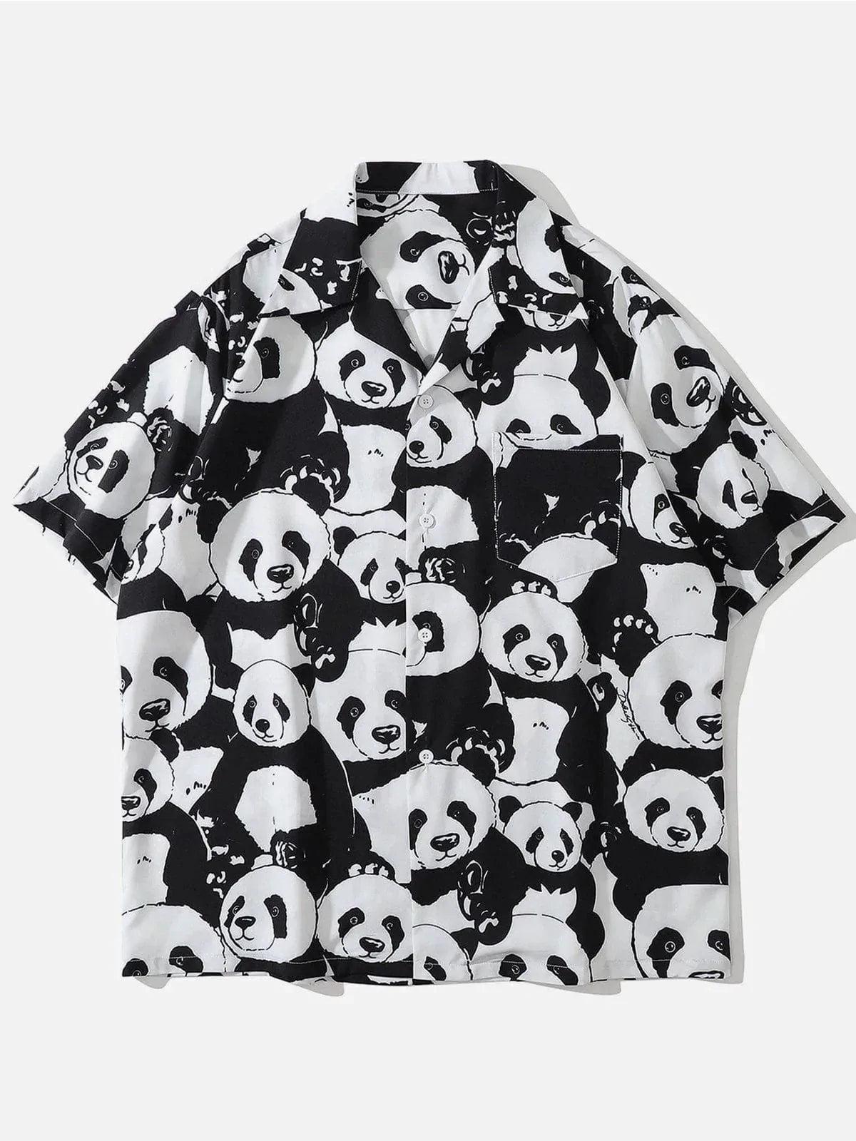 Concert Outfit Panda Print Short-Sleeved Shirt