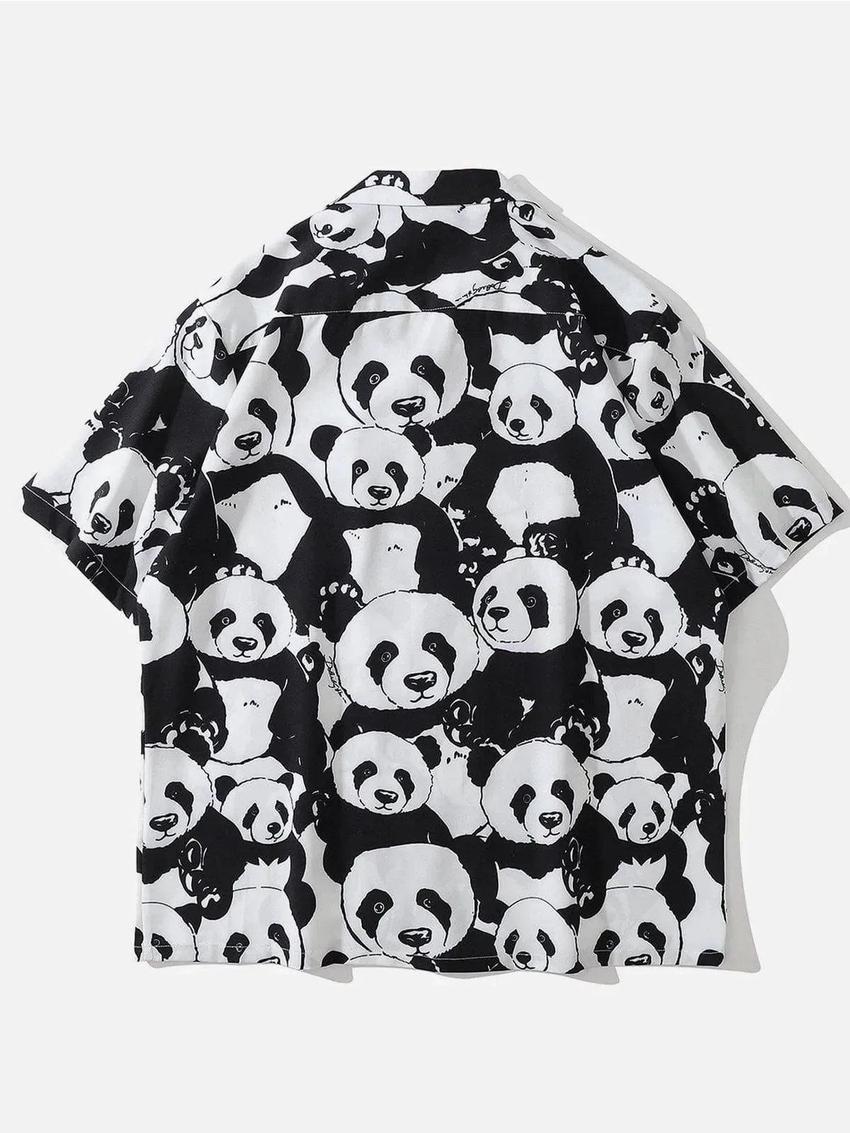 Concert Outfit Panda Print Short-Sleeved Shirt