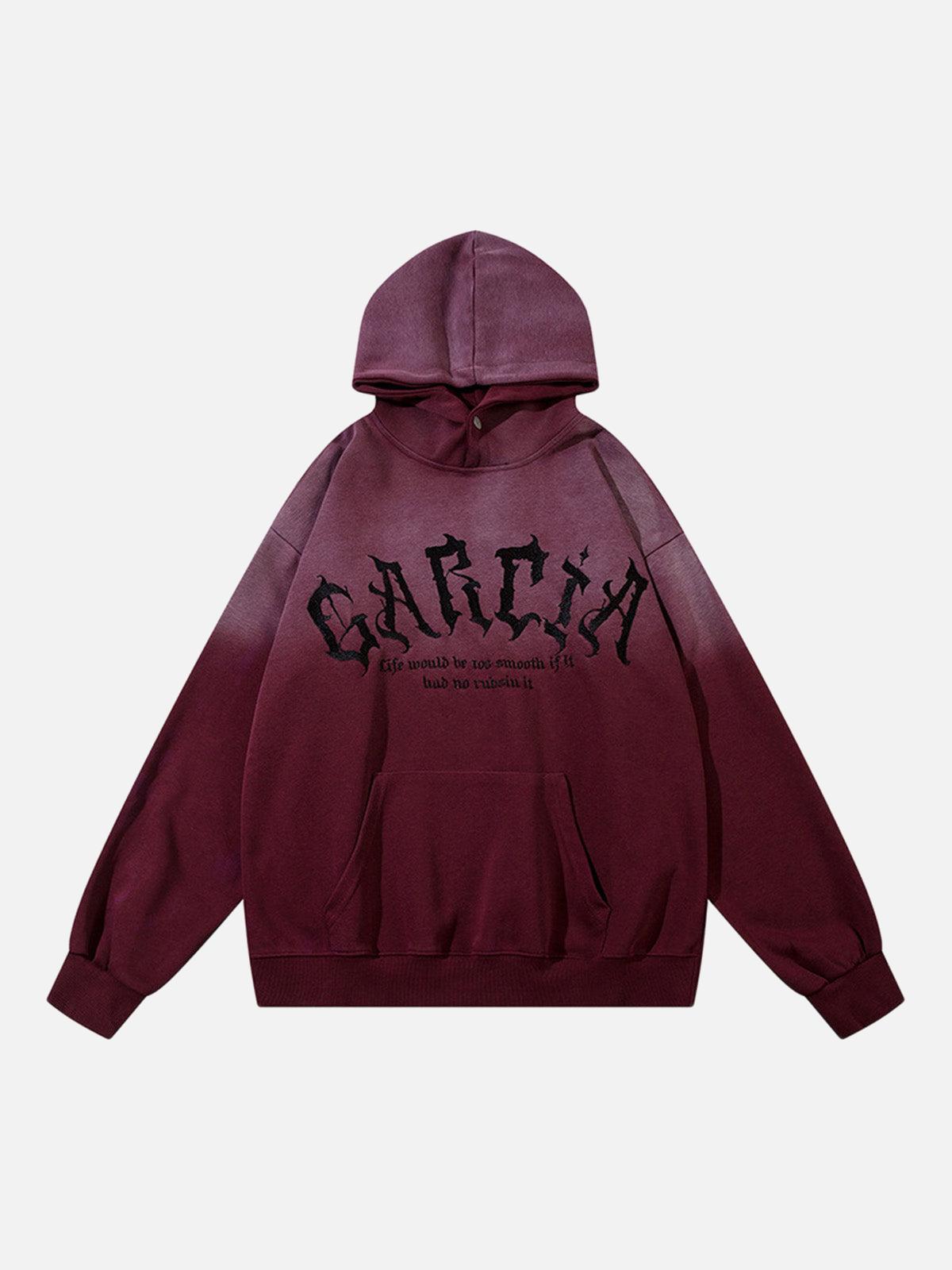Concert Outfit Patch Lettering Embroidered Gradient Color Hoodie