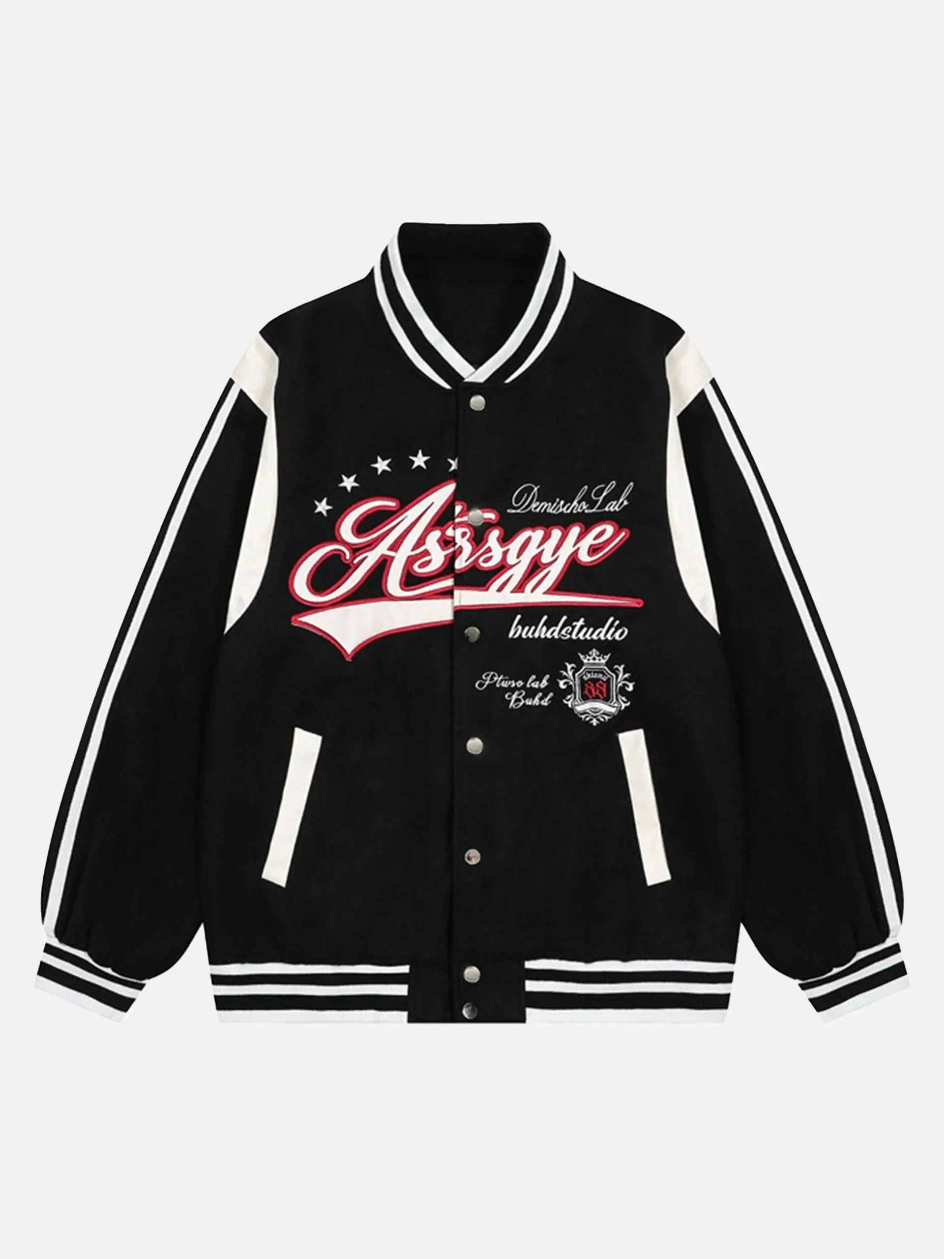 Concert Outfit Patchwork Contrast Embroidered Baseball Jacket