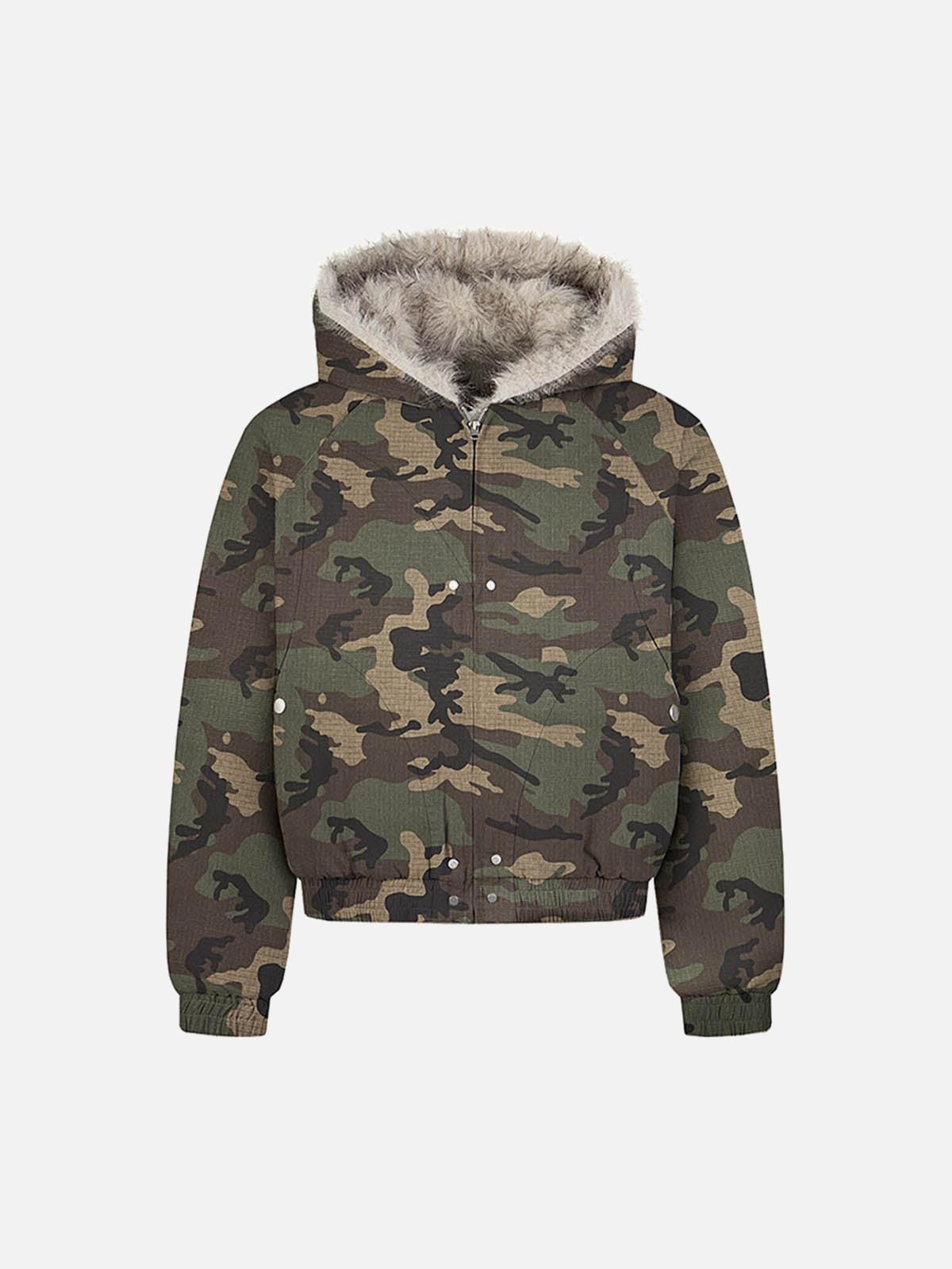 Concert Outfit Patchwork Fur Hooded Quilted Jacket