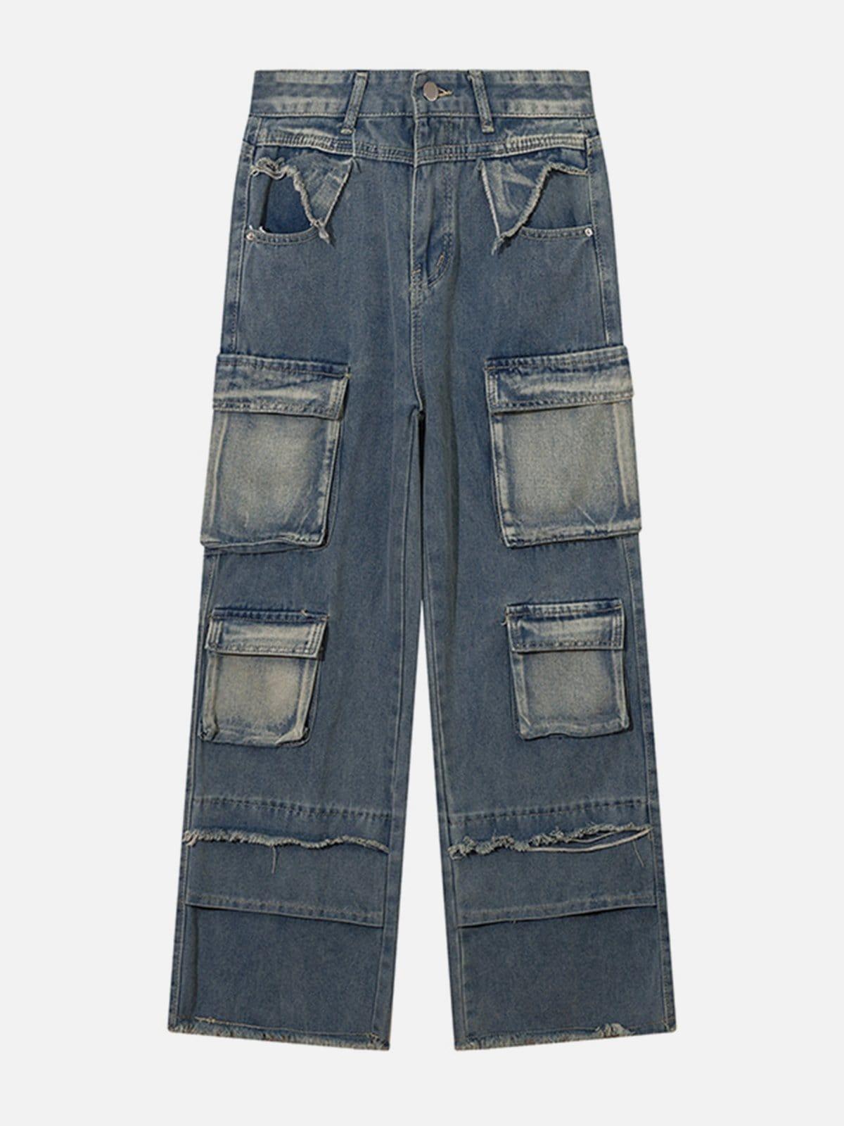 Concert Outfit Patchwork Multi-Pocket Jeans