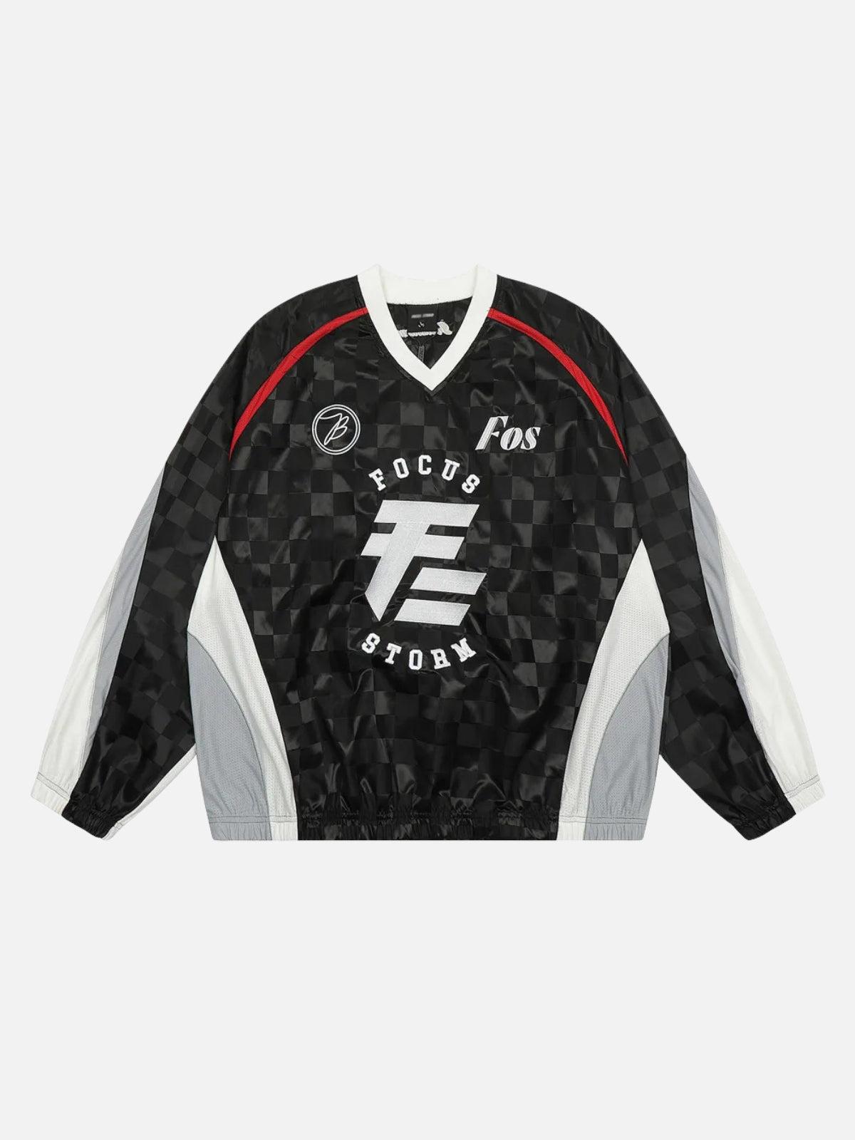 Concert Outfit Patchwork Plaid Jersey Sweatshirt