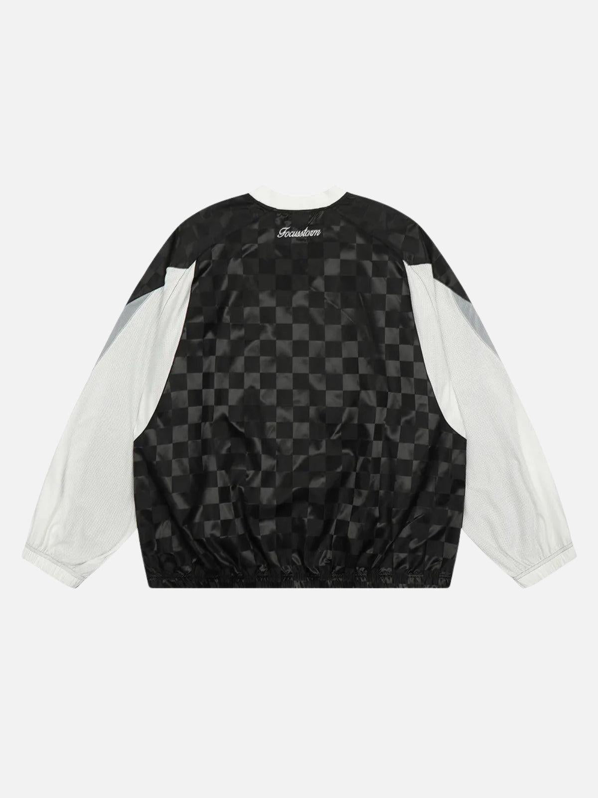 Concert Outfit Patchwork Plaid Jersey Sweatshirt