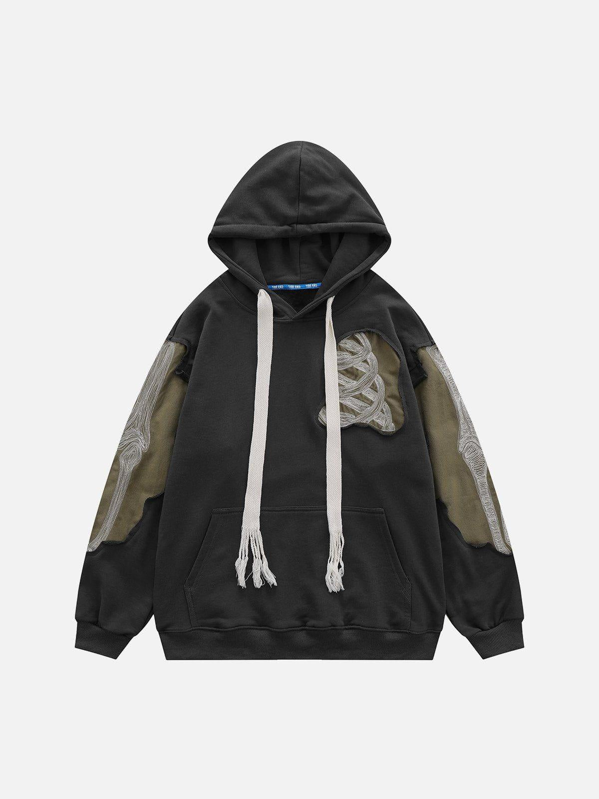 Concert Outfit Patchwork Skeleton Hoodie
