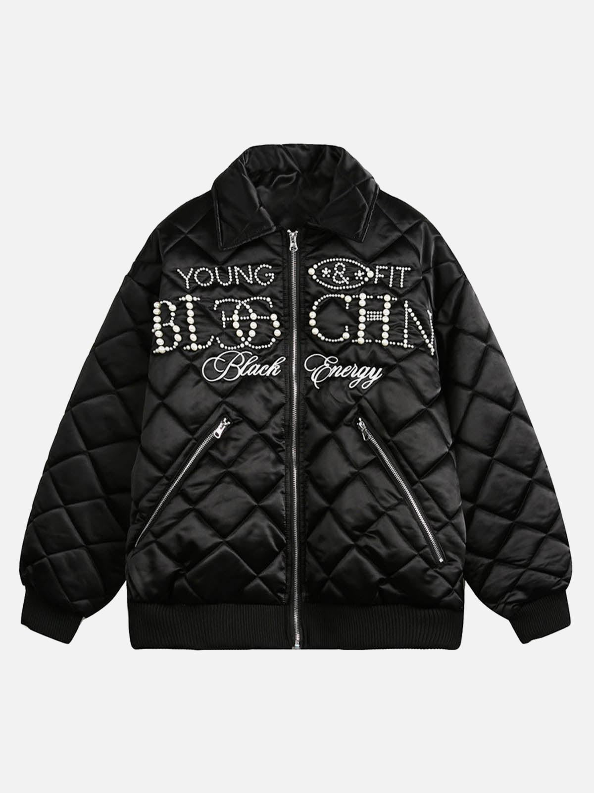 Concert Outfit Pearl Letter Diamond Quilted Jacket