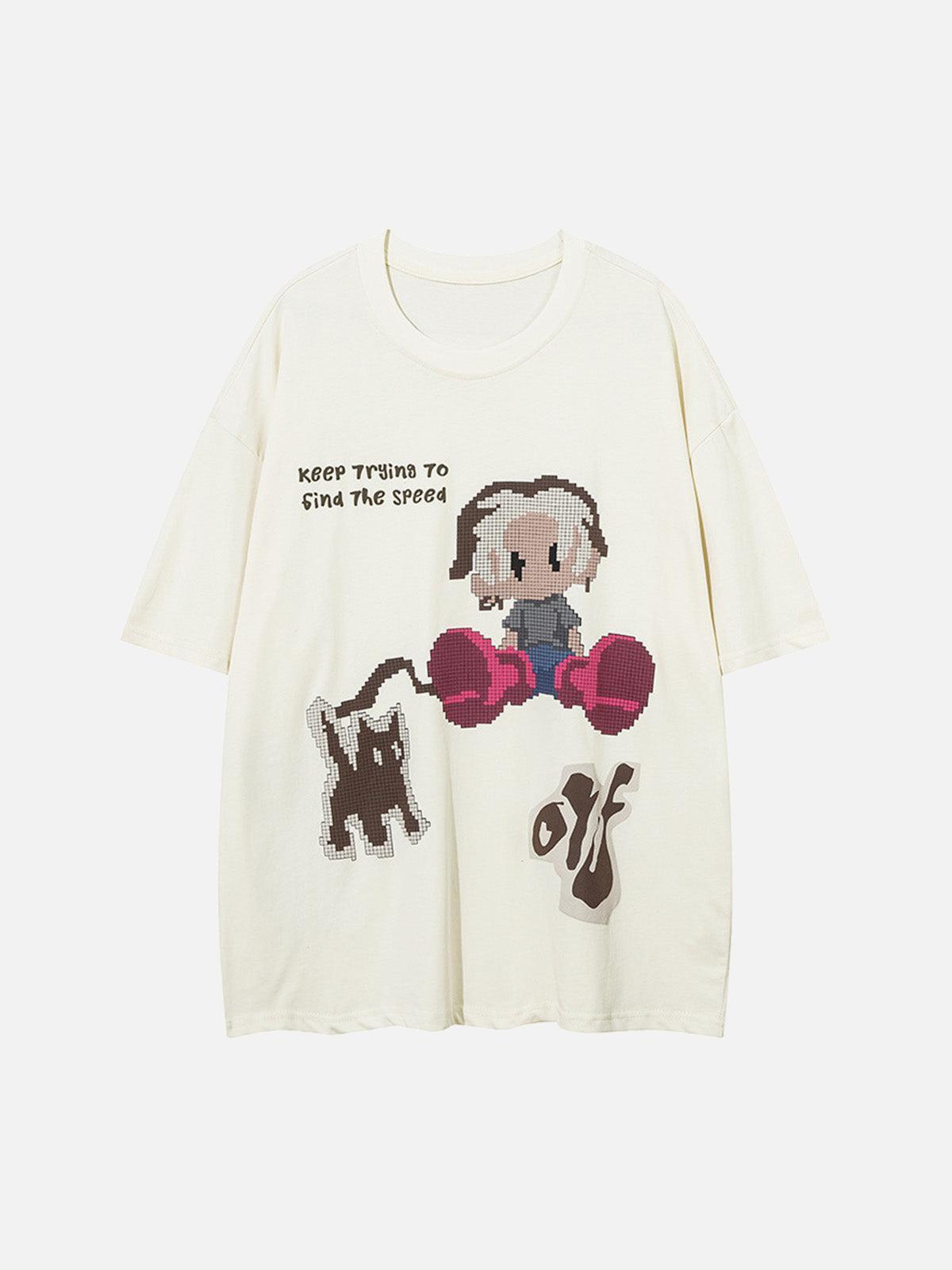 Concert Outfit Pixel Art Cartoon Graphic T-Shirt