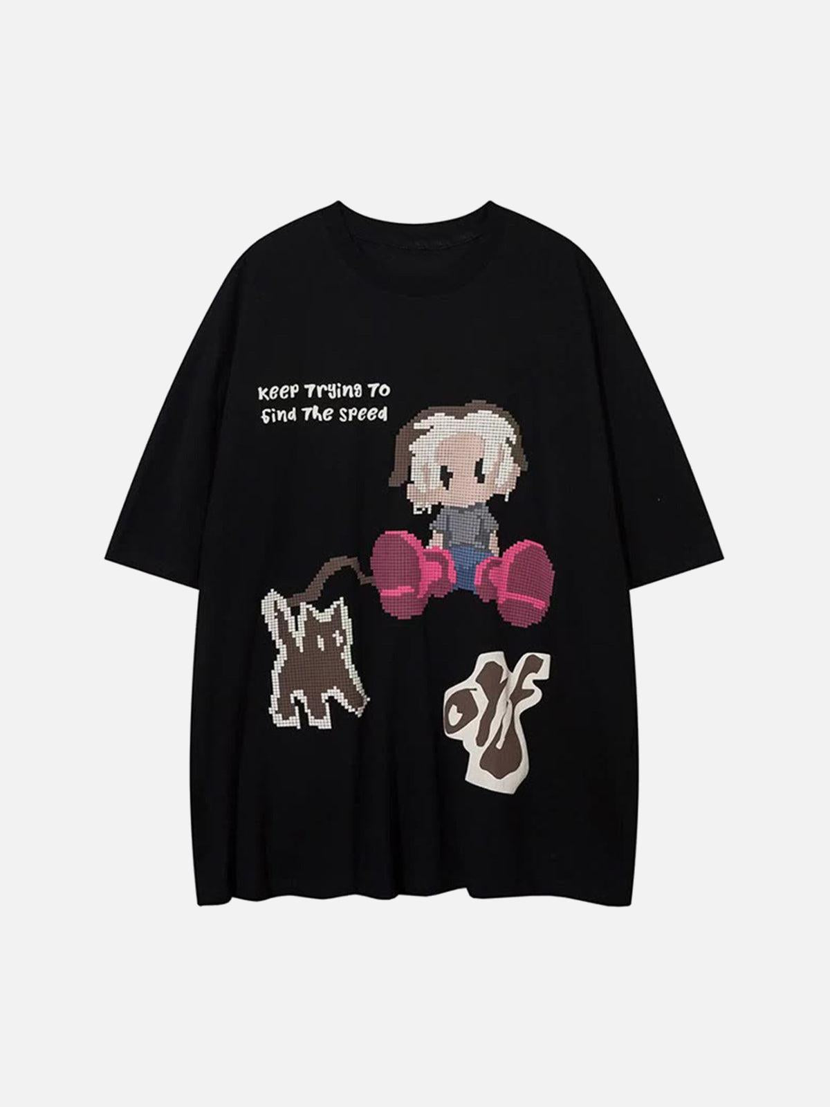 Concert Outfit Pixel Art Cartoon Graphic T-Shirt