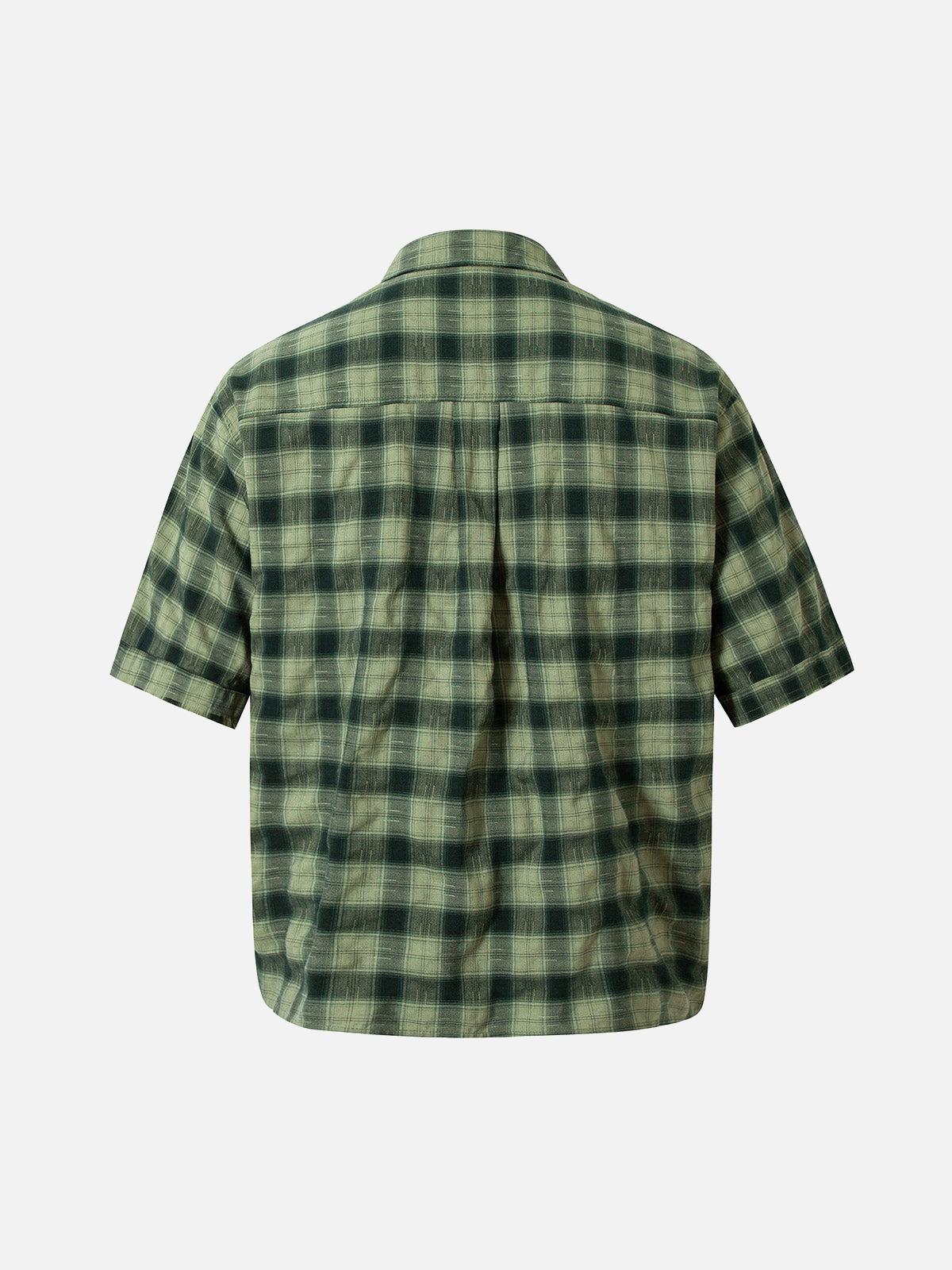 Concert Outfit Plaid Applique Printed Short Sleeve Shirt