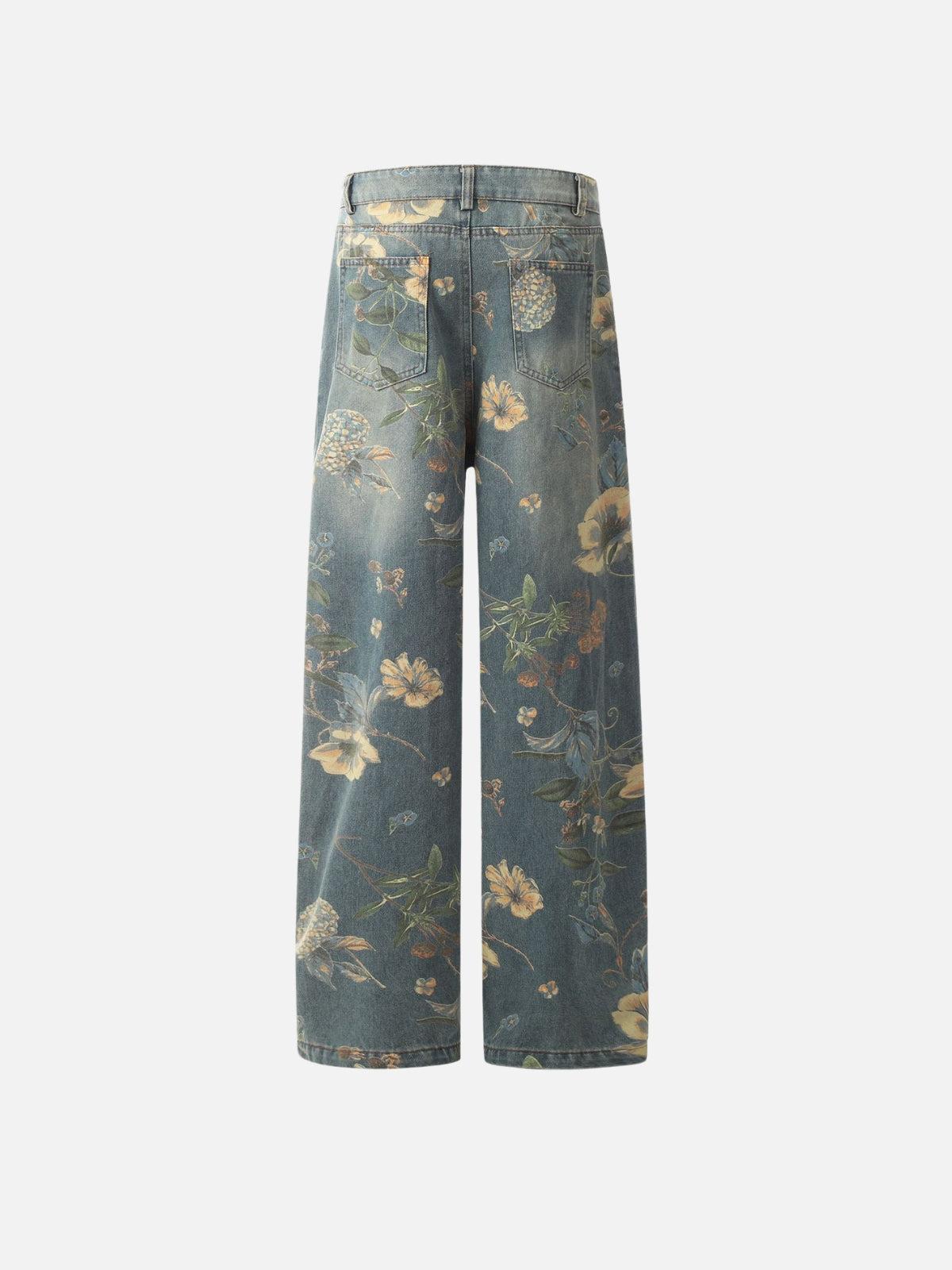 Concert Outfit Plant Flower Print Jeans