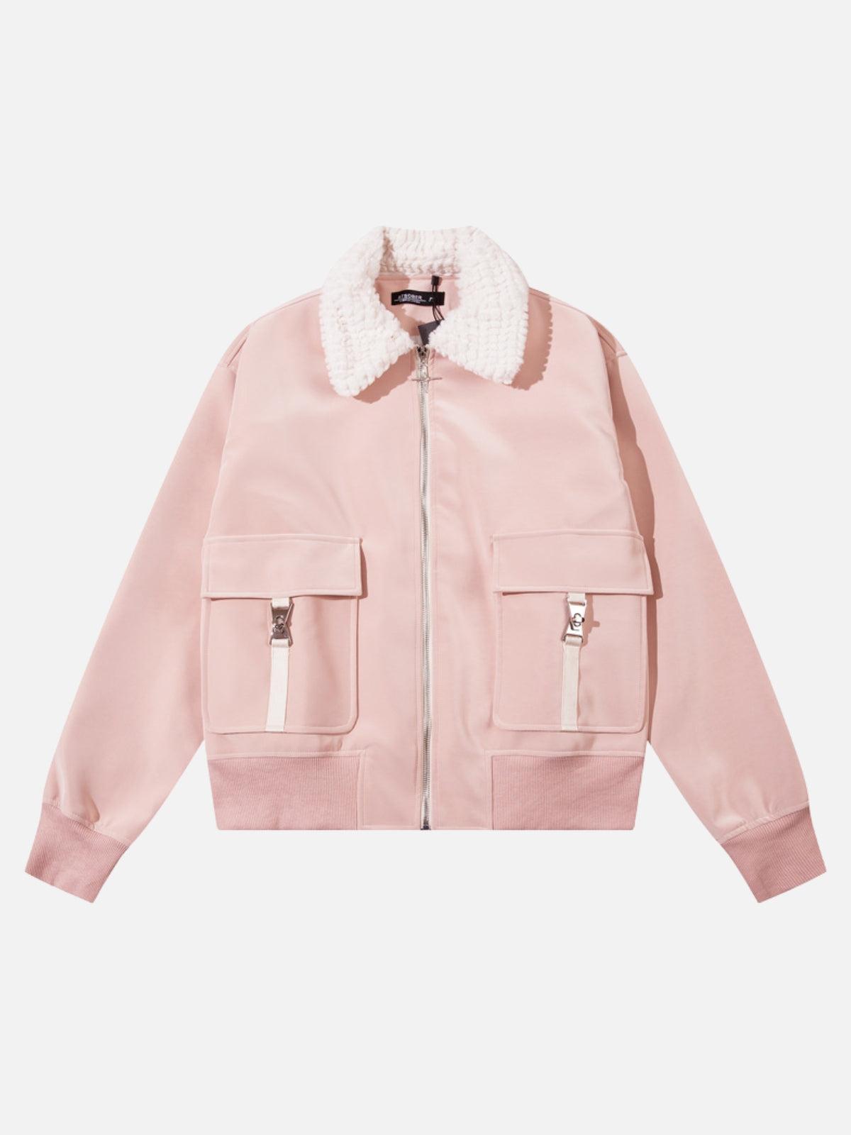 Concert Outfit Plush Collar Suede Faux Leather Jacket