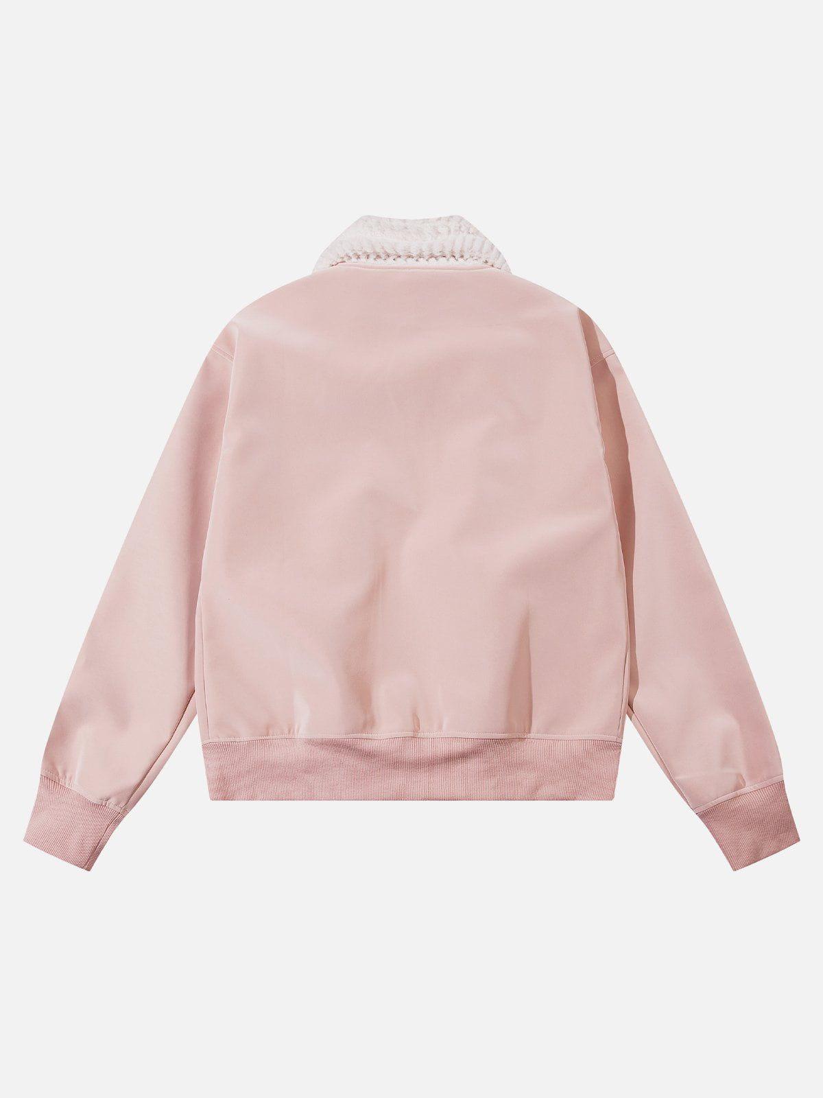 Concert Outfit Plush Collar Suede Faux Leather Jacket