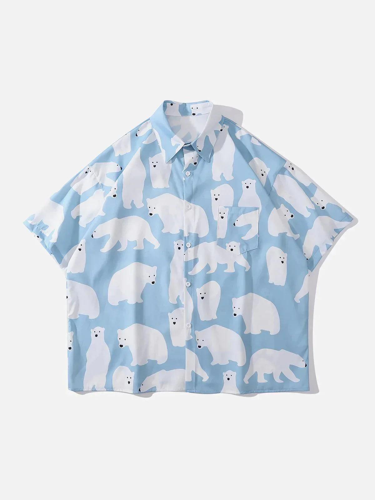 Concert Outfit Polar Bear Print Short Sleeve Shirt