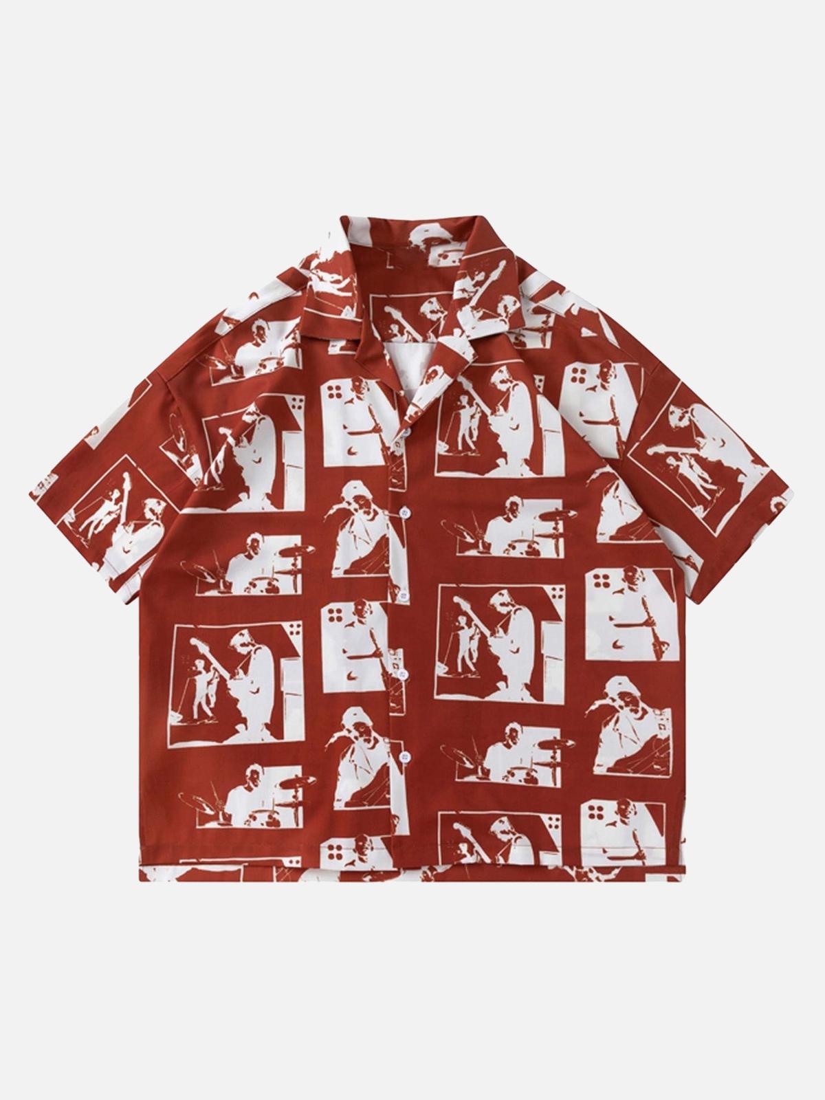 Concert Outfit Portrait Pattern Short-Sleeved Shirt