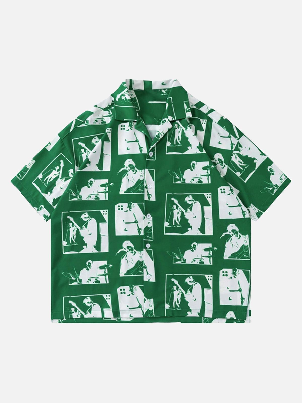 Concert Outfit Portrait Pattern Short-Sleeved Shirt