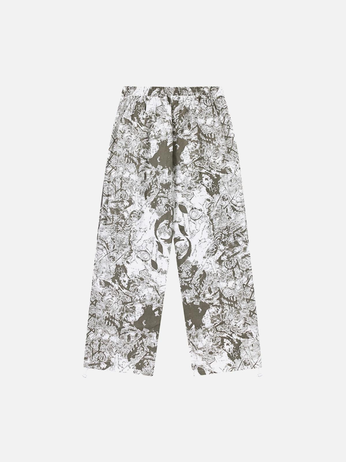 Concert Outfit Printed Drawstring Multi-Pocket Cargo Pants