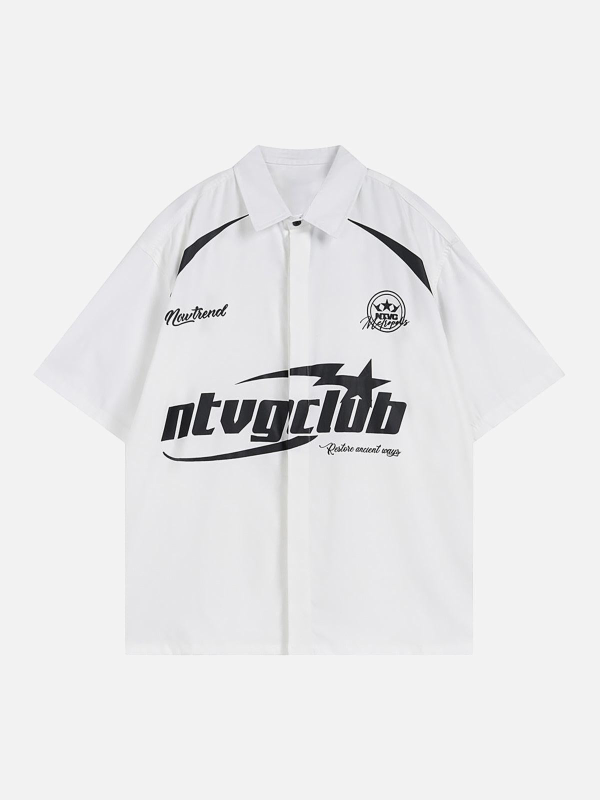 Concert Outfit Racing Style Oversized Short Sleeve Shirt