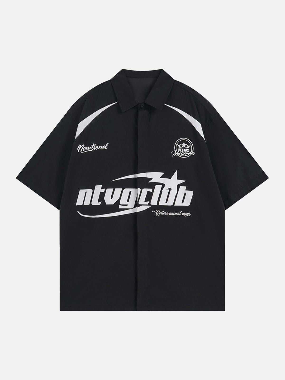 Concert Outfit Racing Style Oversized Short Sleeve Shirt