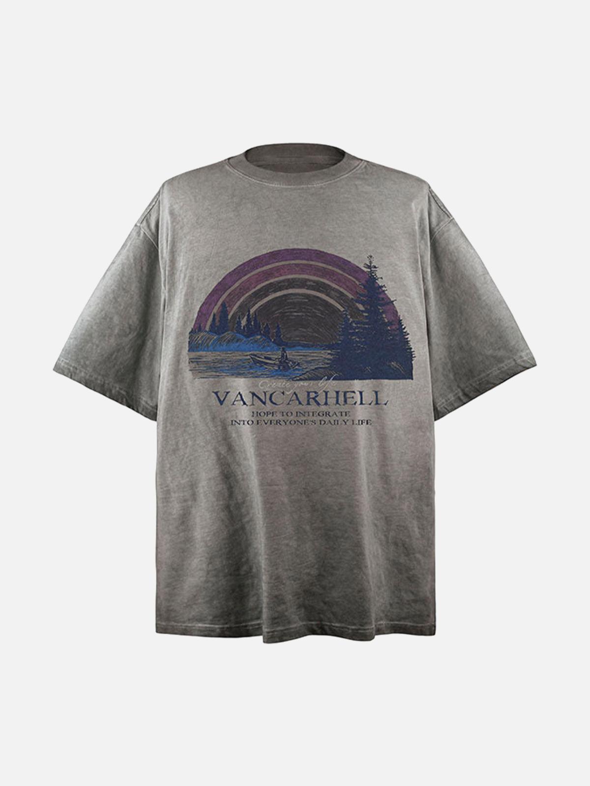 Concert Outfit Rainbow Print Crew Neck T-Shirt