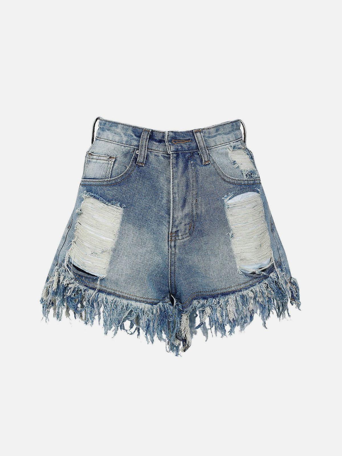Concert Outfit Raw Ripped Denim Shorts
