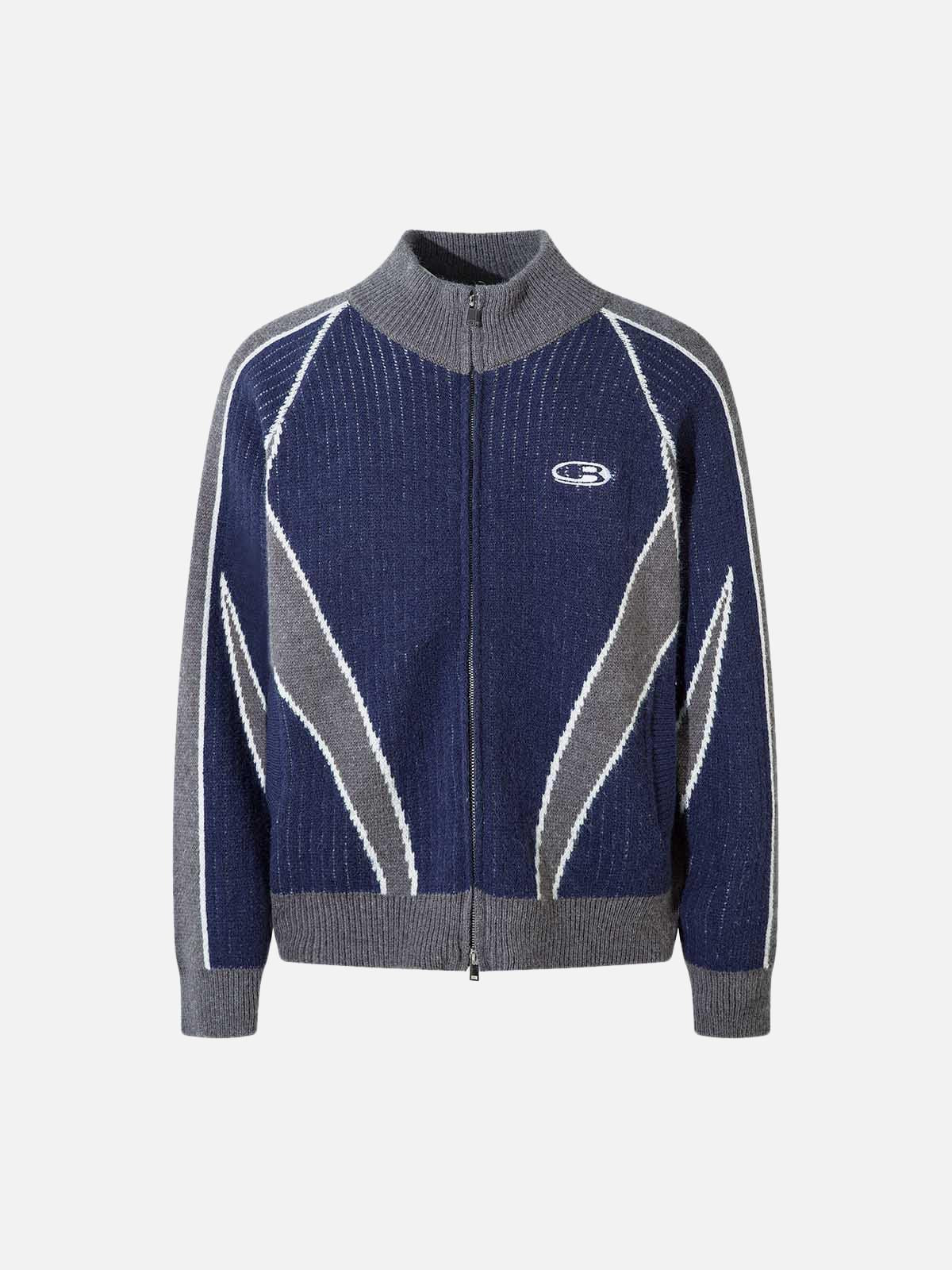 Concert Outfit Retro Contrast Color Cardigan Knitted Sweater