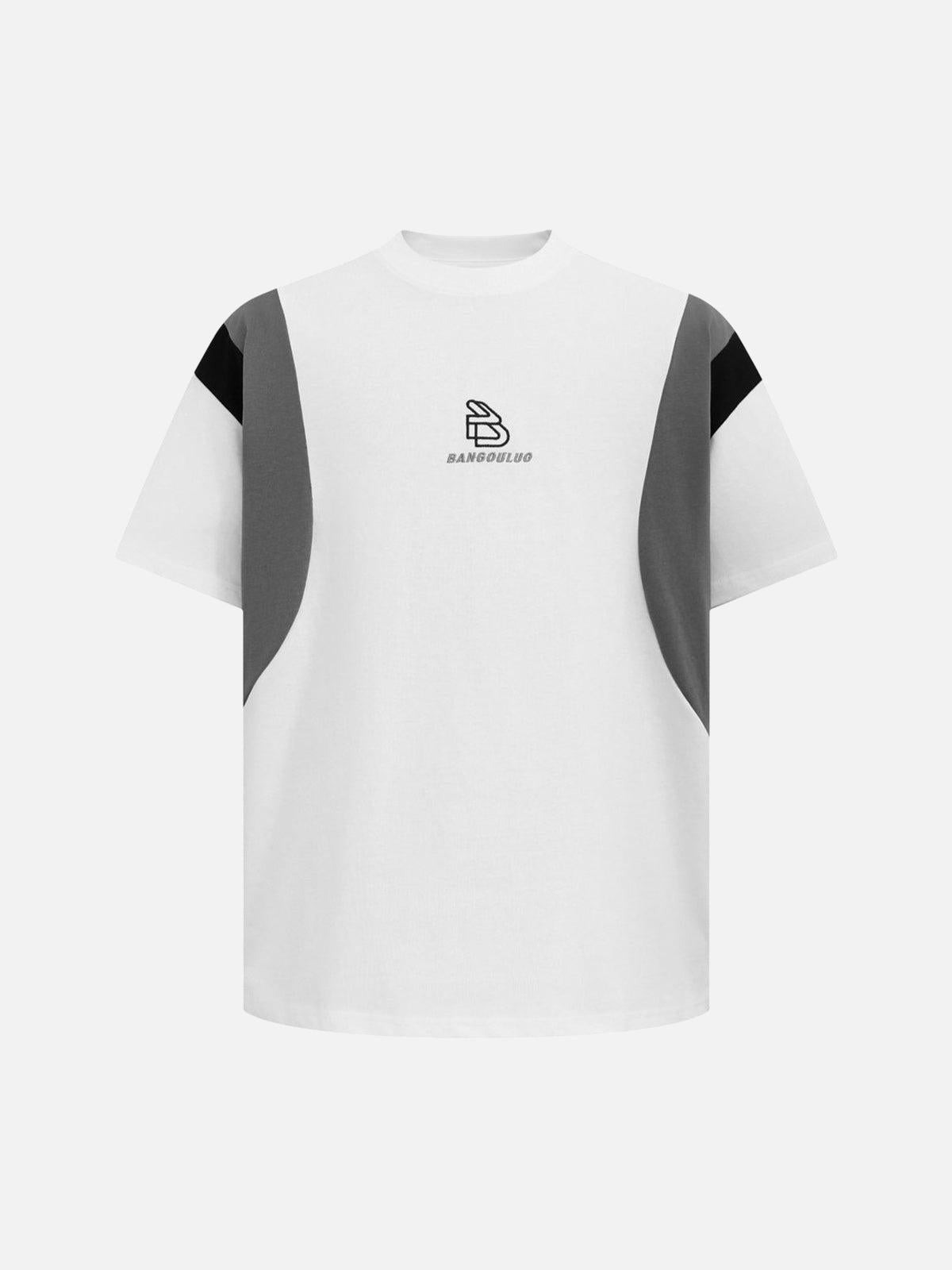 Concert Outfit Retro Contrast Color Stitching Embroidered Letter Jersey T-Shirt